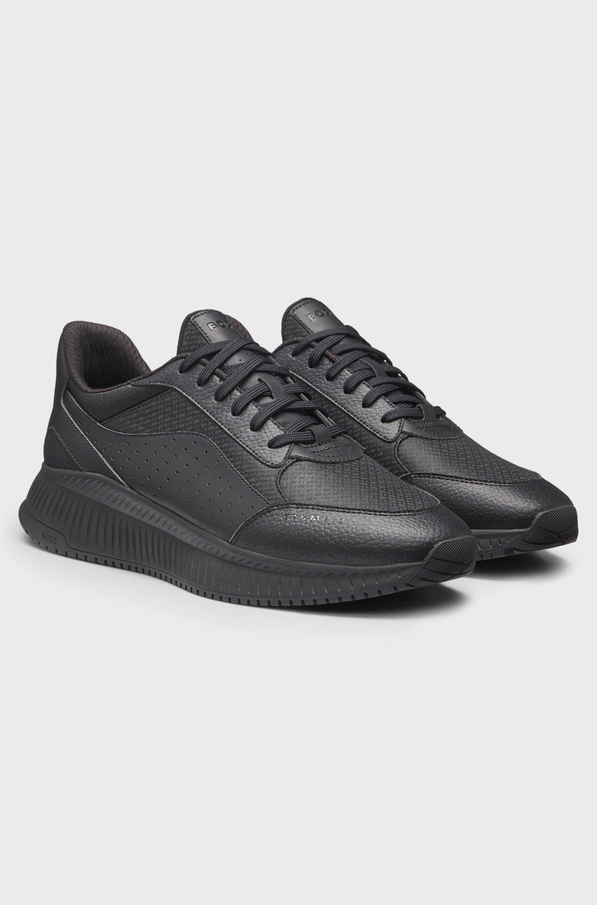 BOSS  BOSS Erkek Monogram Logolu Nefes Alabilen Tasarımlı Siyah Sneaker 50557828-005