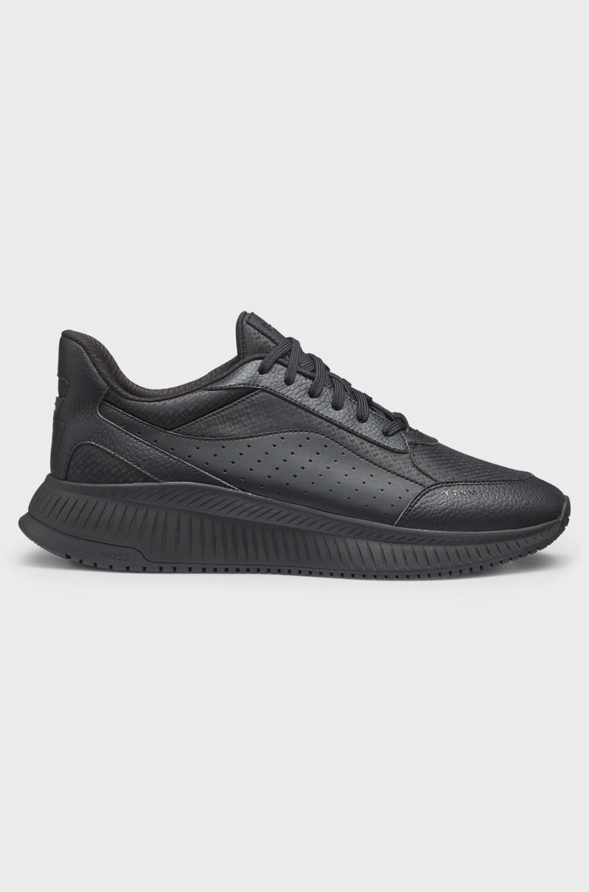 BOSS  BOSS Erkek Monogram Logolu Nefes Alabilen Tasarımlı Siyah Sneaker 50557828-005