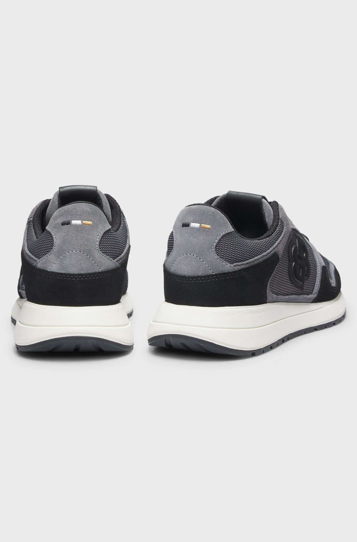 BOSS  BOSS Erkek Monogram Logolu Nefes Alabilen Tasarımlı Deri Gri Sneaker 50554612-022