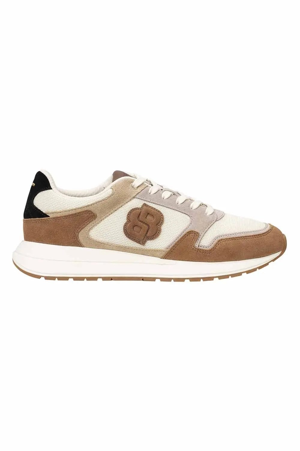 BOSS  BOSS Erkek Monogram Logolu Nefes Alabilen Tasarımlı Deri Kahverengi Sneaker 50554612-281