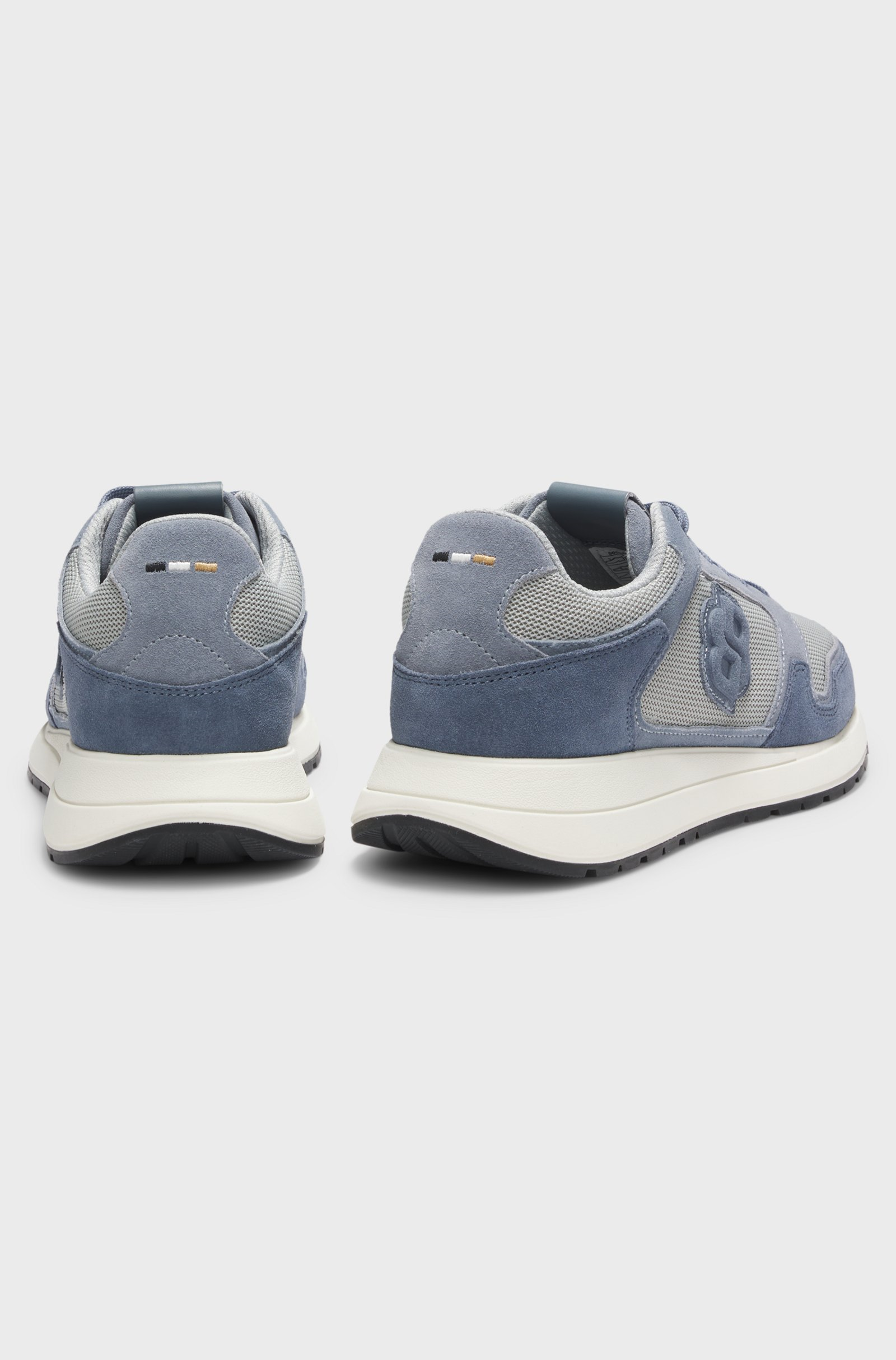 BOSS  BOSS Erkek Monogram Logolu Nefes Alabilen Tasarımlı Deri Mavi Sneaker 50554612-460