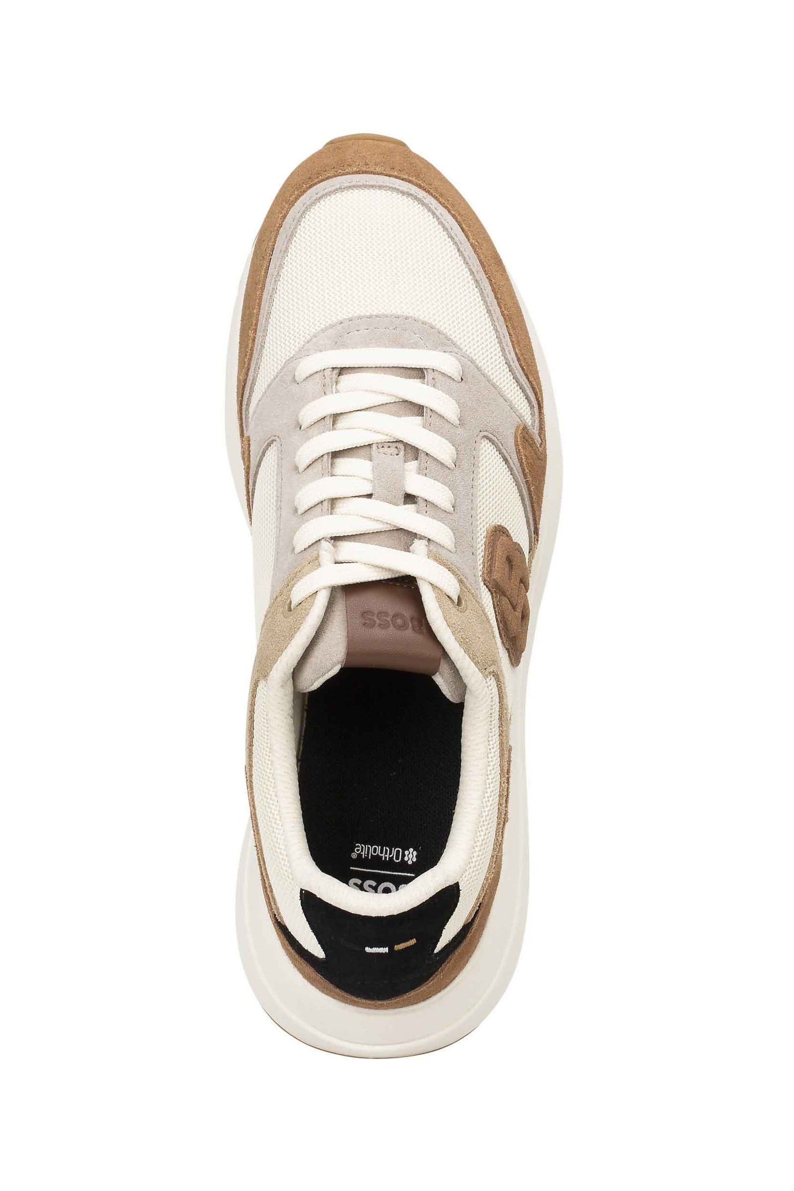 BOSS  BOSS Erkek Monogram Logolu Nefes Alabilen Tasarımlı Deri Kahverengi Sneaker 50554612-281