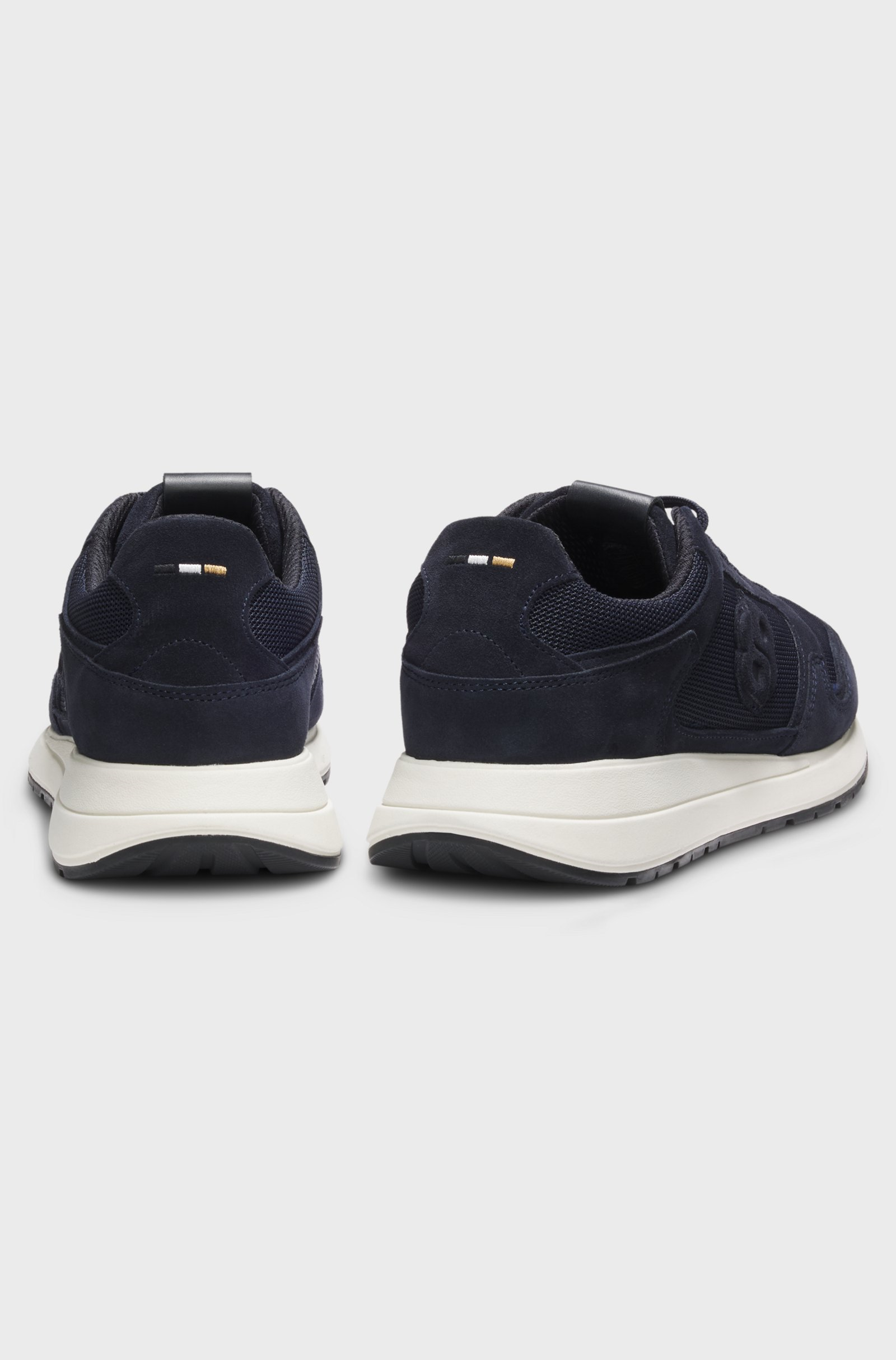 BOSS  BOSS Erkek Monogram Logolu Nefes Alabilen Tasarımlı Deri Lacivert Sneaker 50554612-401