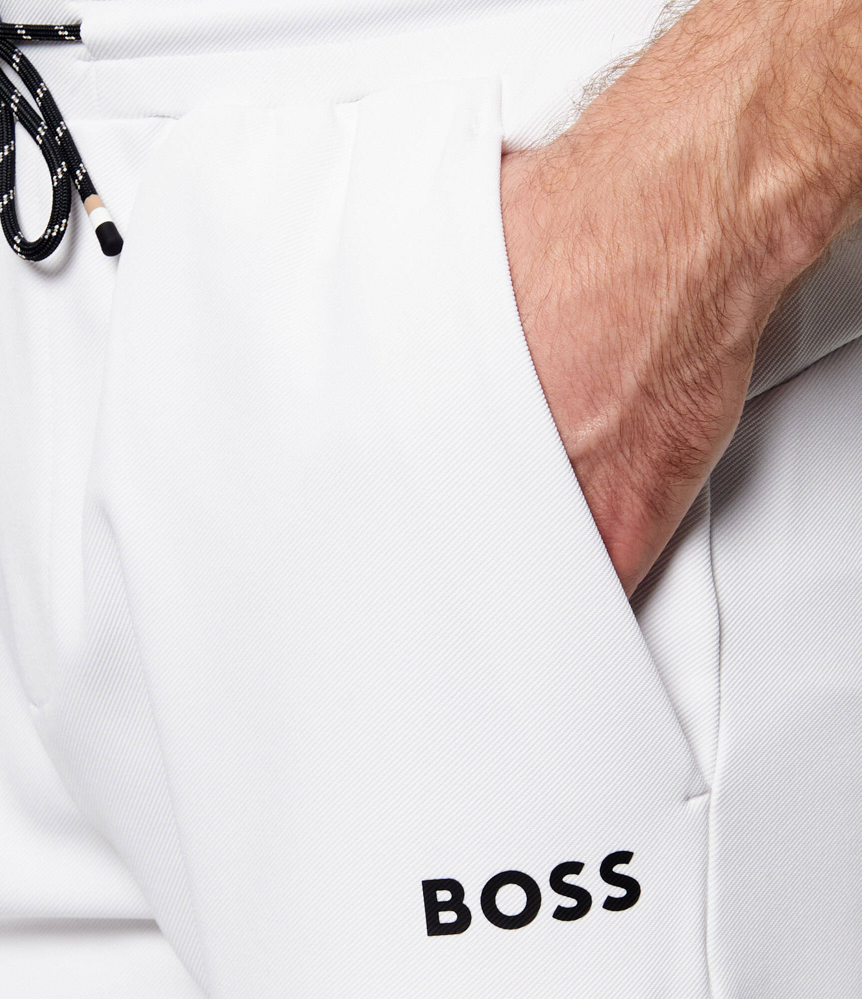 BOSS  BOSS Erkek Normal Bel Uzun Dar Paça Cep Detay Düz Model Beyaz Eşofman Altı 50554379-100