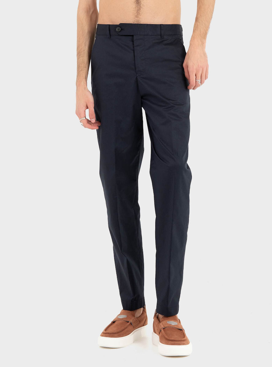 BOSS  BOSS Erkek Normal Bel Yandan Düğme Kapama Uzun Regular Fit Lacivert Pantolon 50561575-404