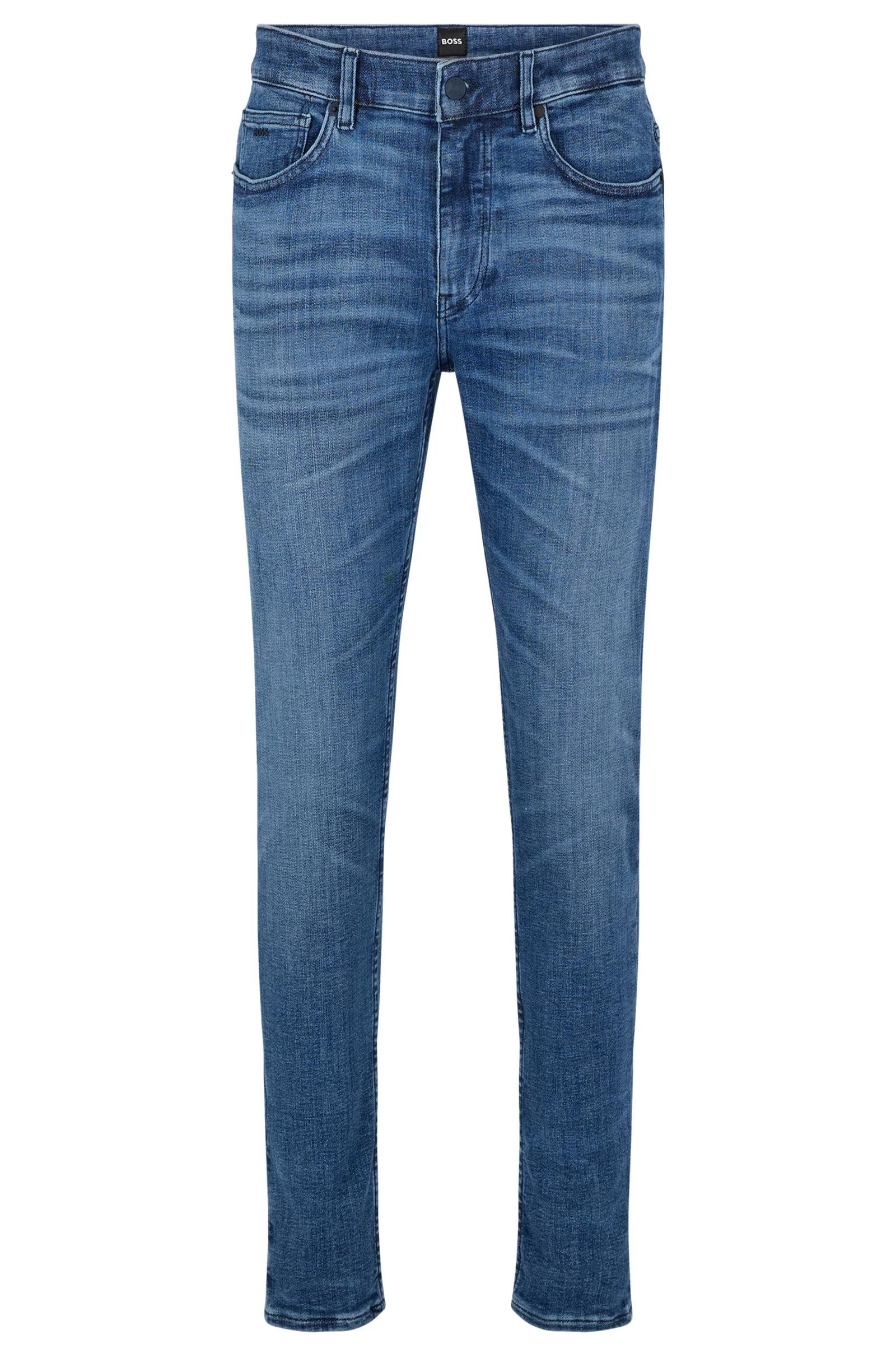 BOSS BOSS Erkek Normal Belli Dar Kesim Düz Paça Lacivert Jeans 50483899-423