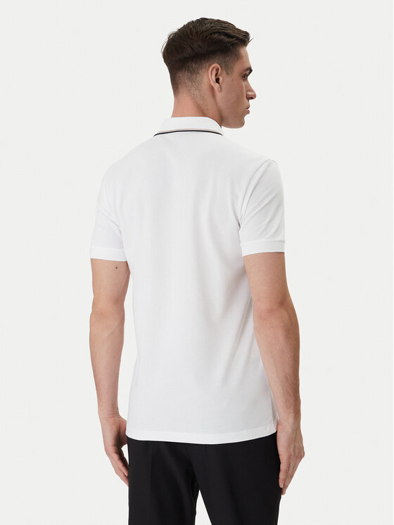BOSS  BOSS Erkek Normal Kalıp %100 Pamuklu Logo İşlemeli Kısa Kollu Beyaz Polo Yaka T-Shirt 50559365-100
