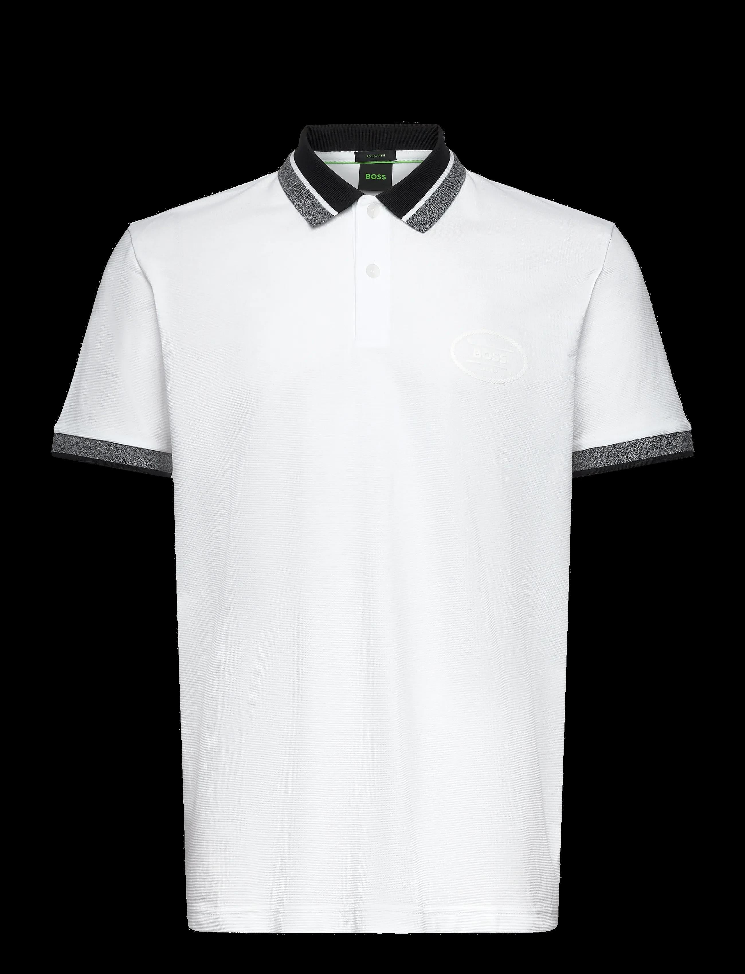 BOSS  BOSS Erkek Normal Kalıp %100 Pamuklu Logo İşlemeli Kısa Kollu Beyaz Polo Yaka T-Shirt 50548988-100
