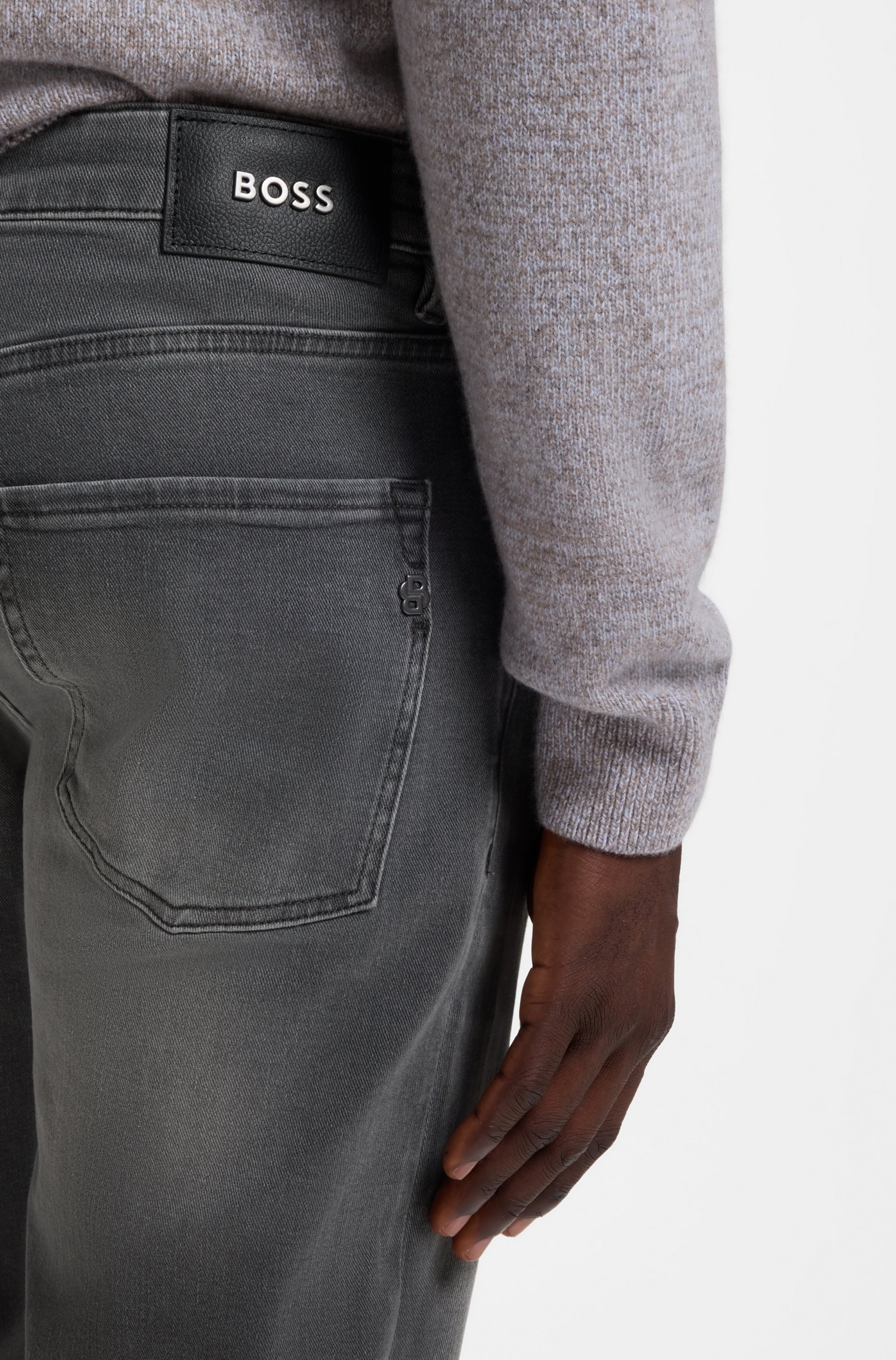 BOSS  BOSS Erkek Normal Kalıp Düz Paça Esnek Pamuklu Denim Gri Jeans 50570924-024