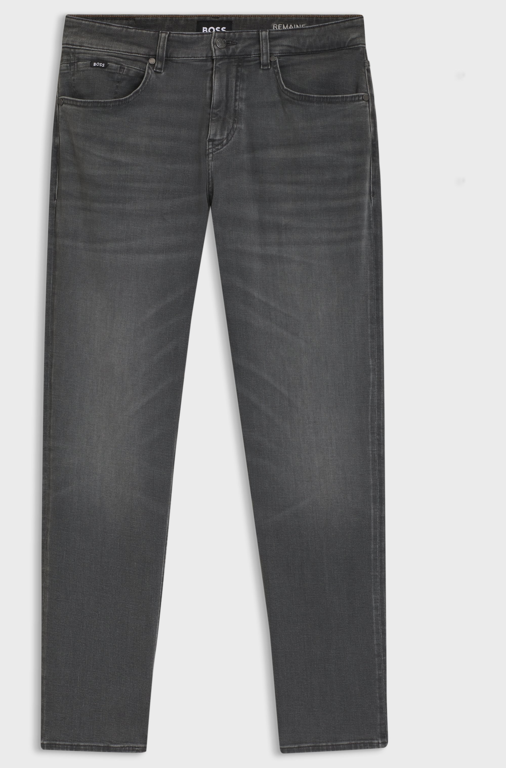 BOSS  BOSS Erkek Normal Kalıp Düz Paça Esnek Pamuklu Denim Gri Jeans 50570924-024