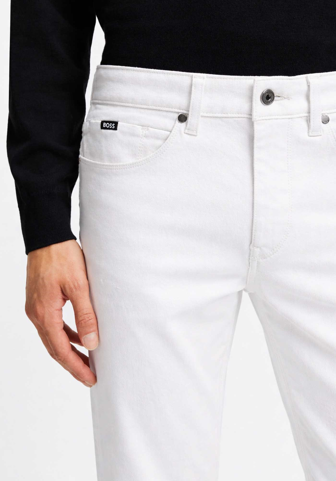 BOSS  BOSS Erkek Normal Kalıp Düz Paça Beyaz Jeans 50550942-100