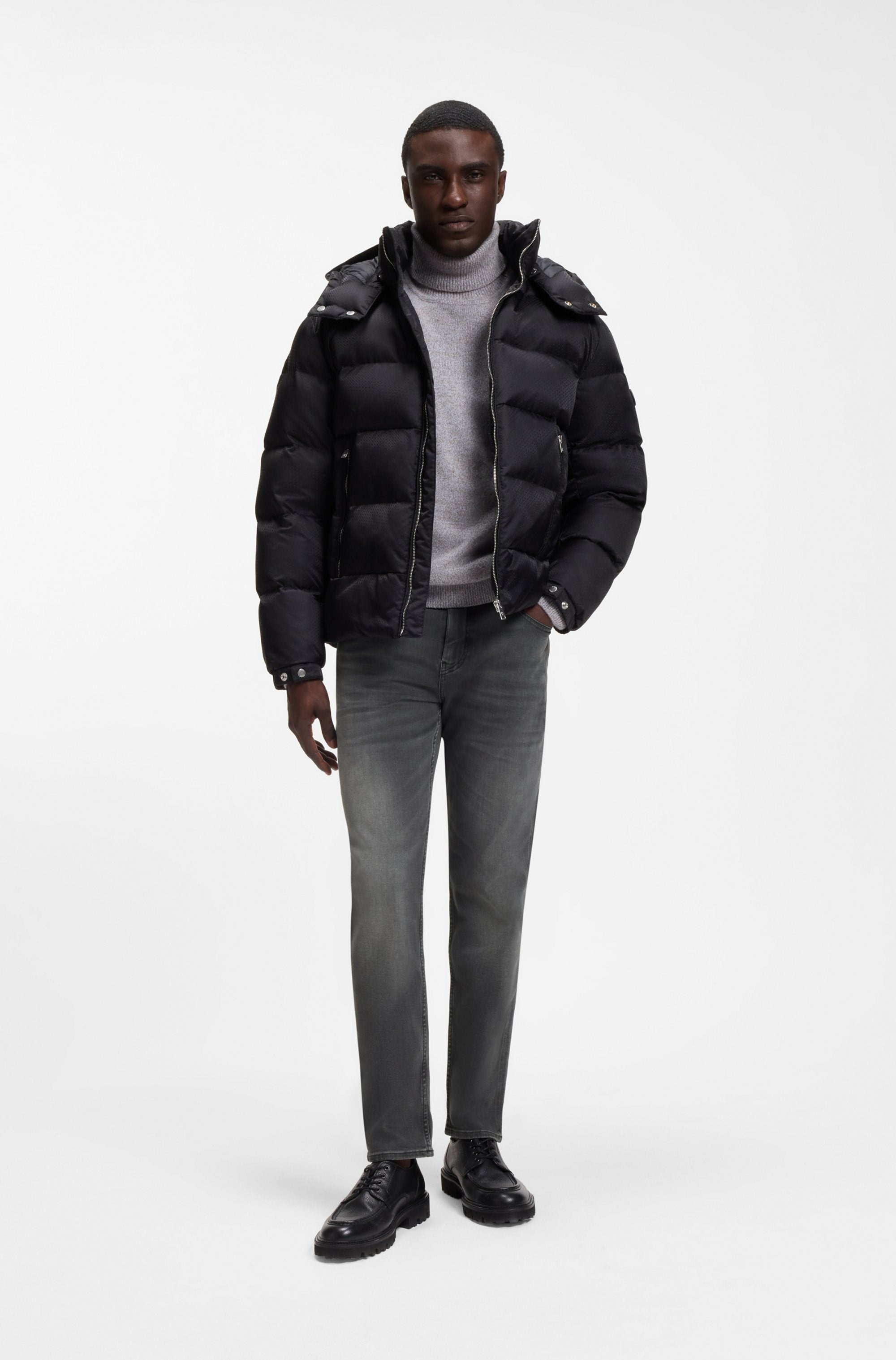 BOSS  BOSS Erkek Normal Kalıp Düz Paça Esnek Pamuklu Denim Gri Jeans 50570924-024