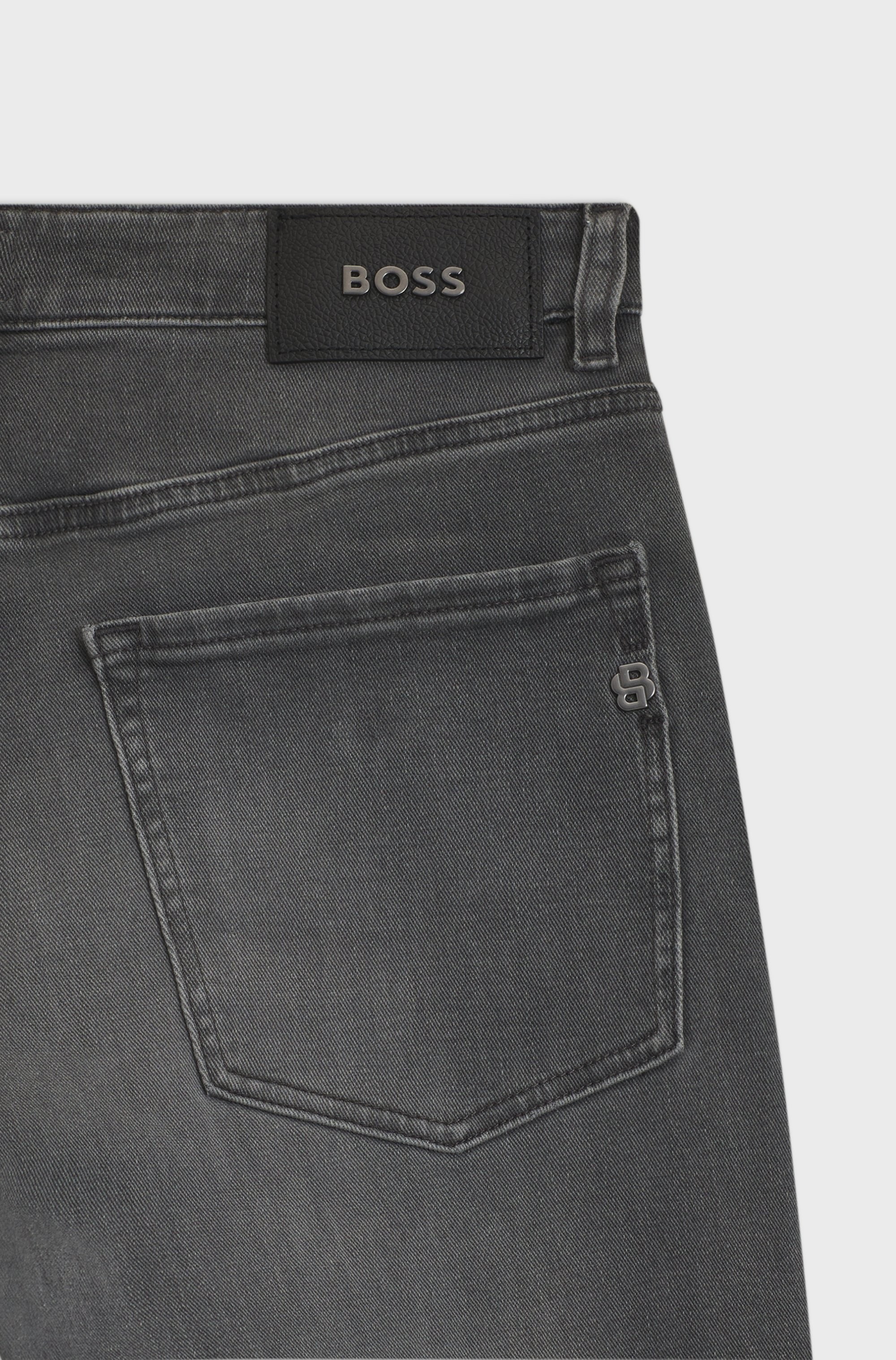 BOSS  BOSS Erkek Normal Kalıp Düz Paça Esnek Pamuklu Denim Gri Jeans 50570924-024