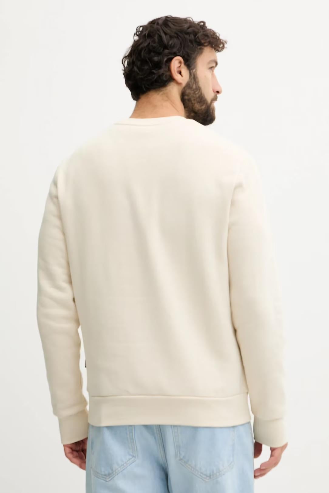 BOSS  BOSS Erkek Normal Kalıp Logo Baskılı Yuvarlak Yakalı Uzun Kollu Ekru Sweatshirt 50549283-131