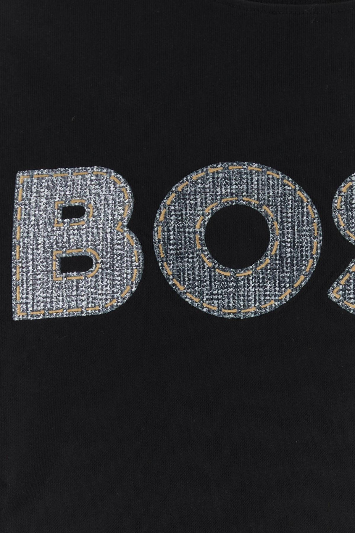 BOSS  BOSS Erkek Normal Kalıp Logo Baskılı Yuvarlak Yakalı Pamuklu Uzun Kollu Siyah T-Shirt 50565651-001