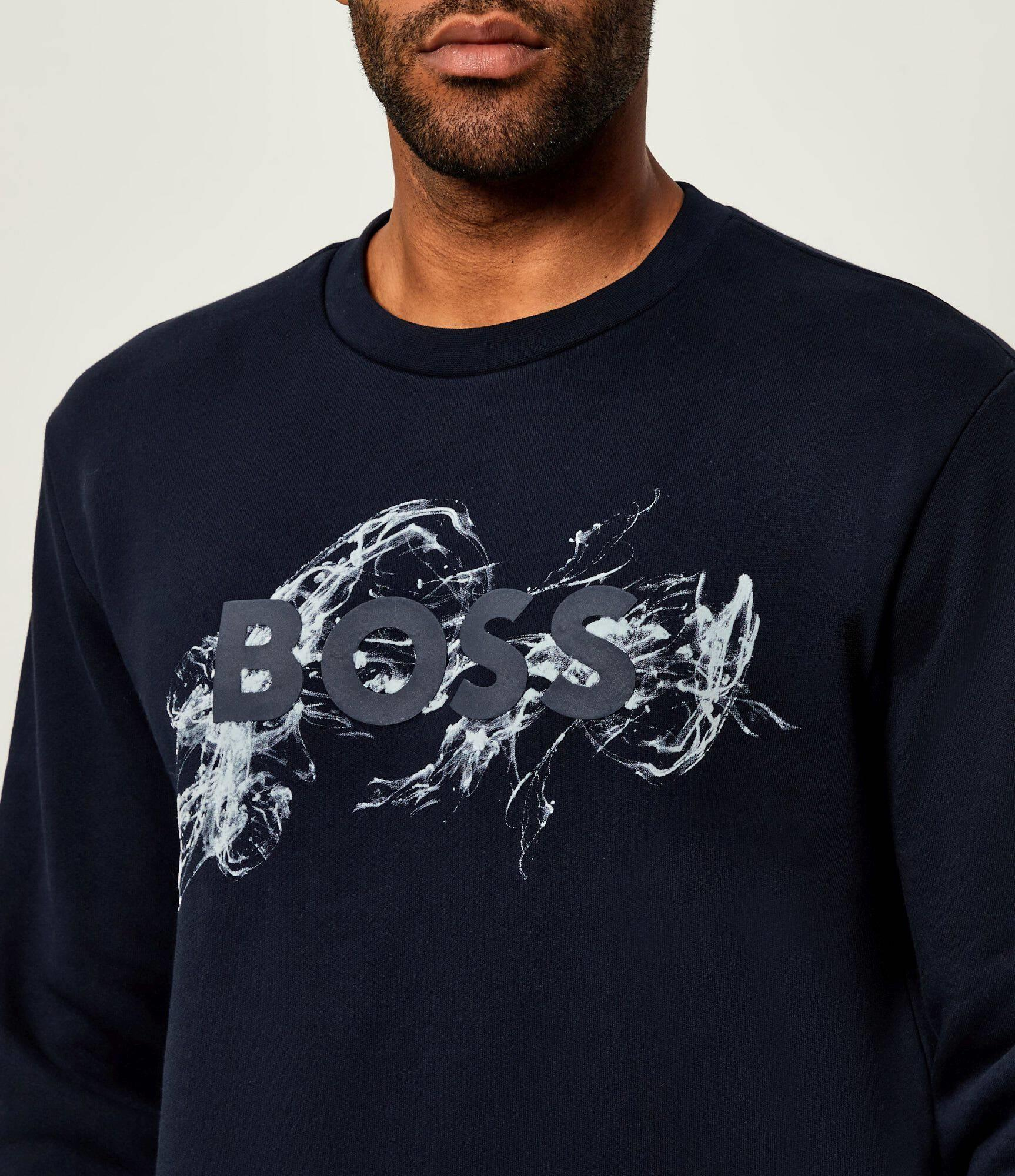 BOSS  BOSS Erkek Normal Kalıp Logo Baskılı Yuvarlak Yakalı Uzun Kollu Kırmızı Sweatshirt 50549283-404