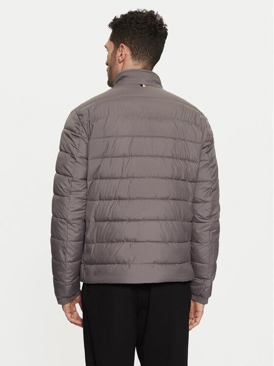 BOSS  BOSS Erkek Normal Kalıp Logo Detaylı Su İtici Kumaş Dik Yaka Uzun Kollu Gri Mont 50519237-212