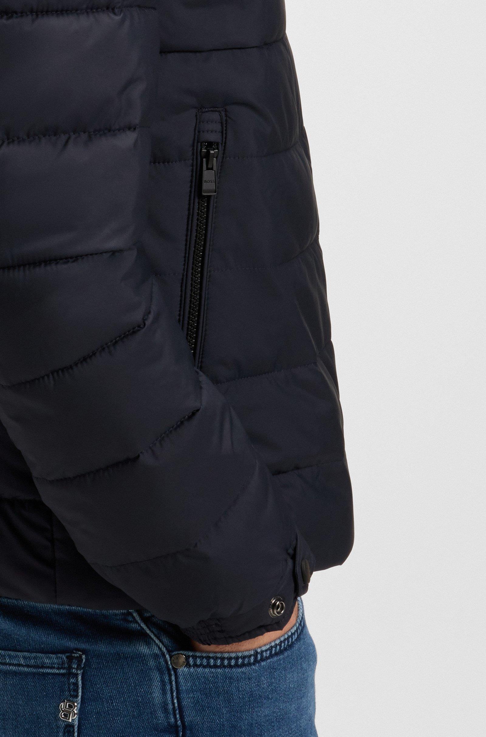 BOSS BOSS Erkek Normal Kalıp Logo Detaylı Su İtici Kumaş Dik Yaka Uzun Kollu Lacivert Ceket 50519237-404