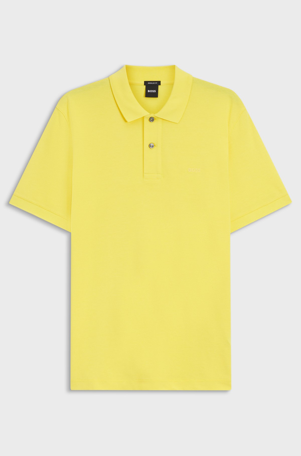 BOSS  BOSS Erkek Normal Kalıp Logo İşlemeli Kısa Kollu Sarı Polo Yaka T-Shirt 50553564-755