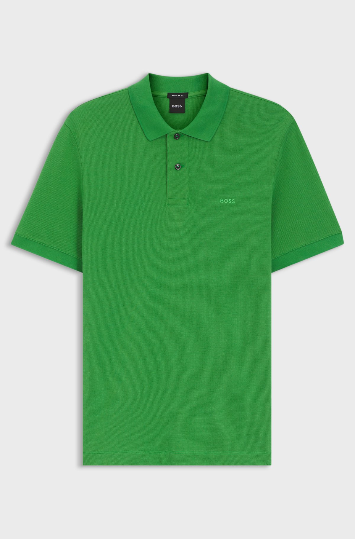 BOSS  BOSS Erkek Normal Kalıp Logo İşlemeli Kısa Kollu Yeşil Polo Yaka T-Shirt 50553564-364