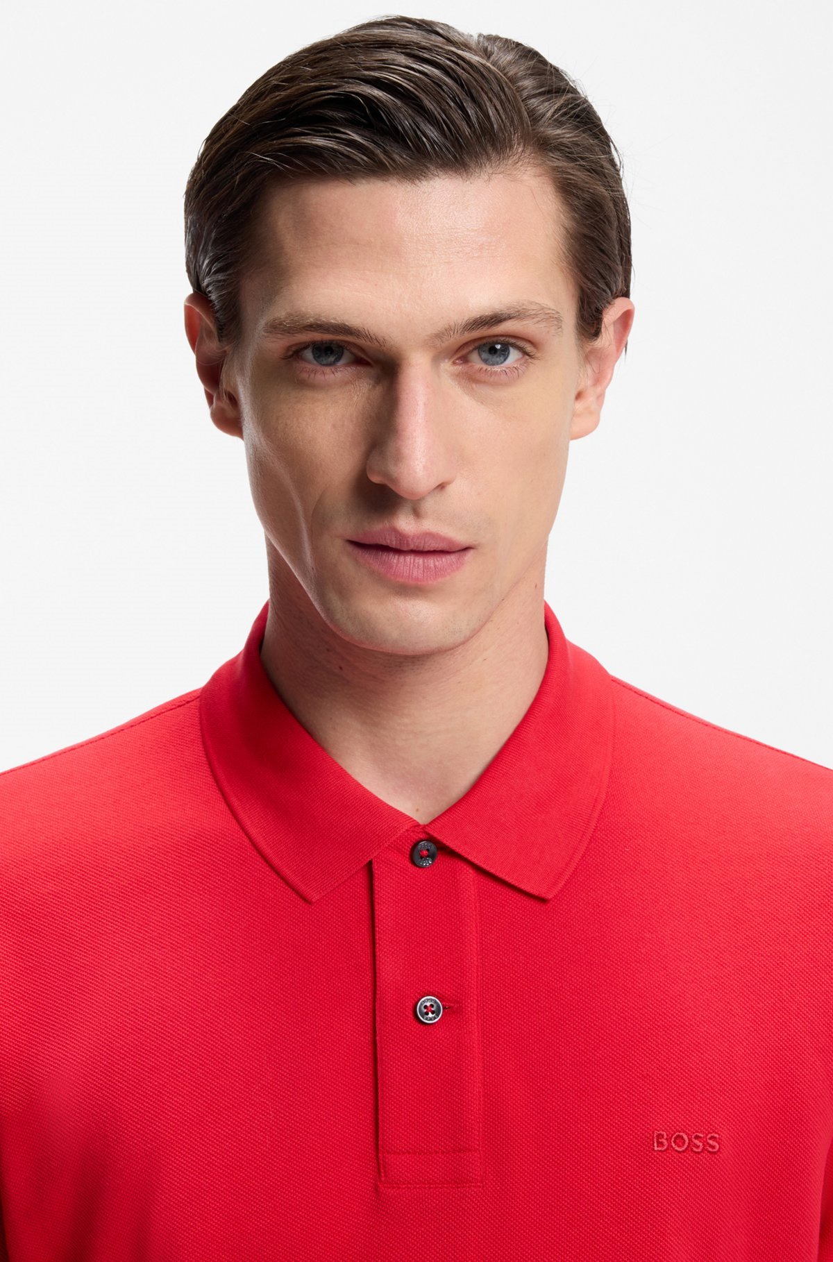 BOSS  BOSS Erkek Normal Kalıp Logo İşlemeli Kısa Kollu Kırmızı1 Polo Yaka T-Shirt 50553564-617