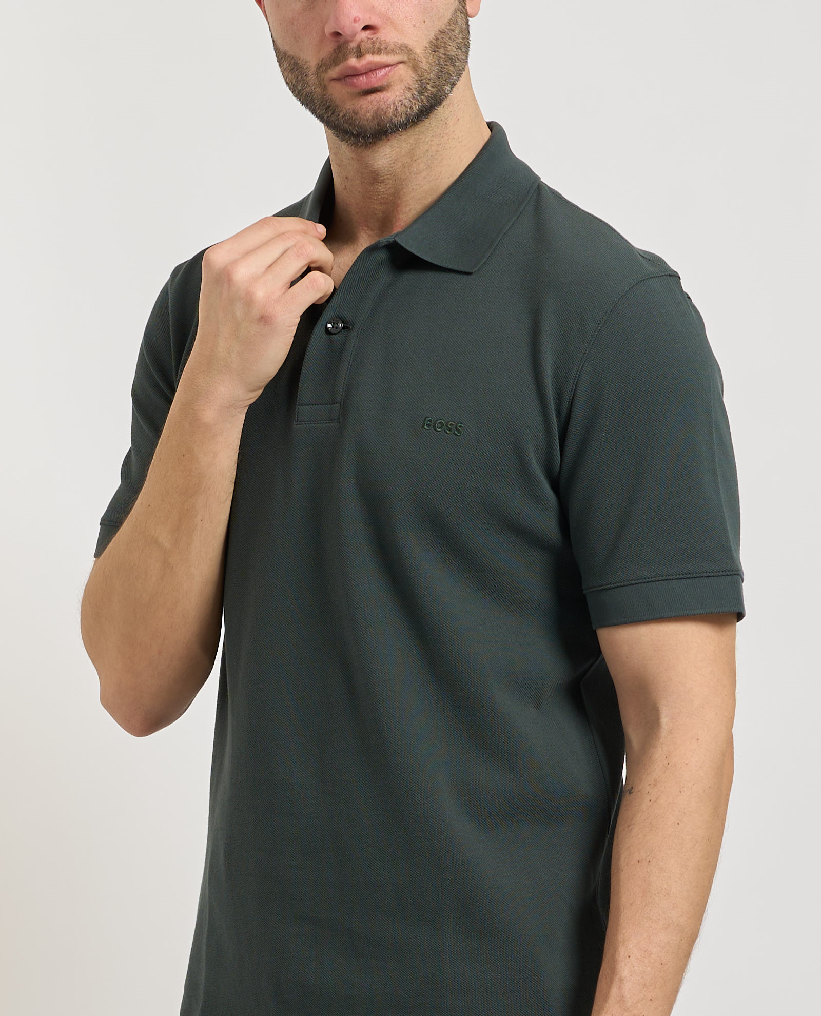 BOSS  BOSS Erkek Normal Kalıp Logo İşlemeli Kısa Kollu Yeşil Polo Yaka T-Shirt 50553564-348