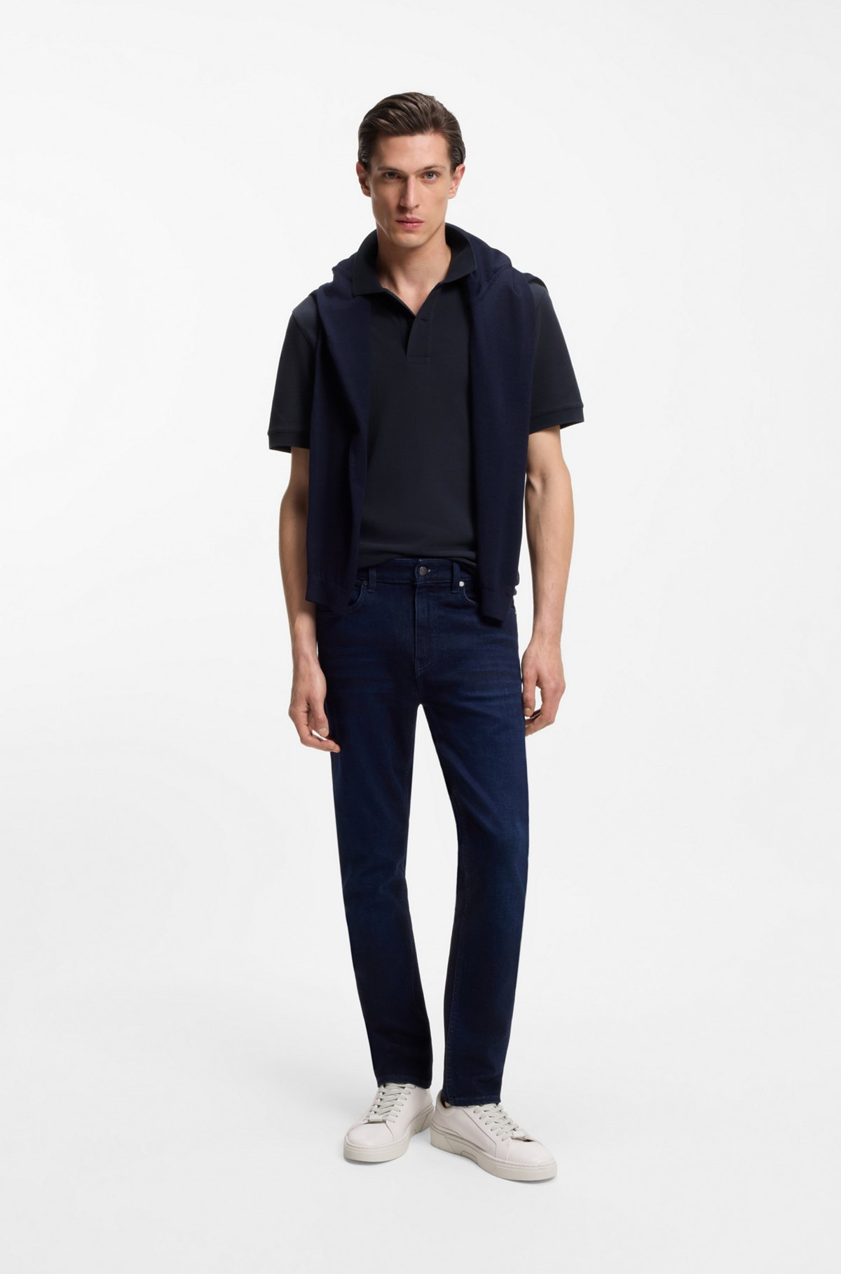 BOSS  BOSS Erkek Normal Kalıp Logo İşlemeli Kısa Kollu Lacivert Polo Yaka T-Shirt 50553564-404