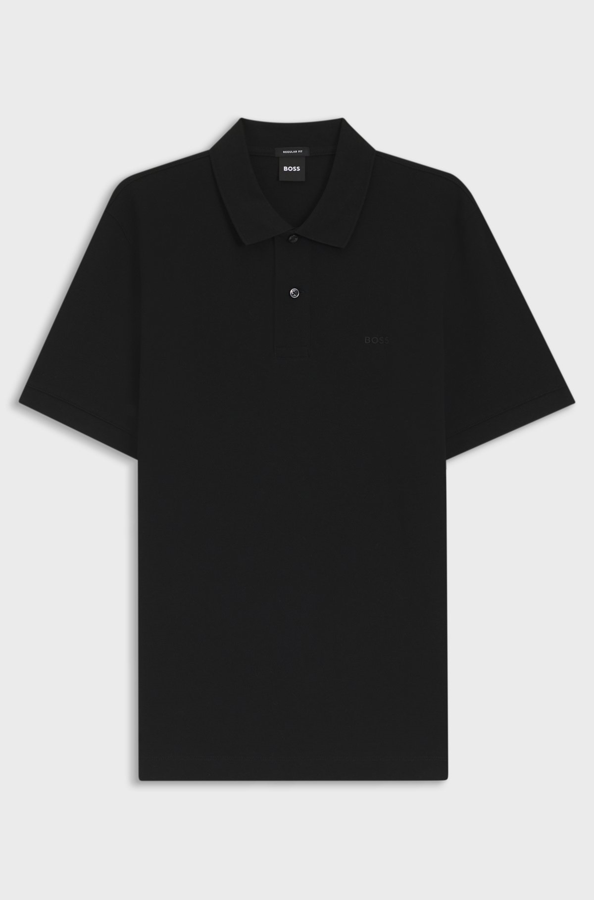 BOSS  BOSS Erkek Normal Kalıp Logo İşlemeli Kısa Kollu Siyah Polo Yaka T-Shirt 50553564-001