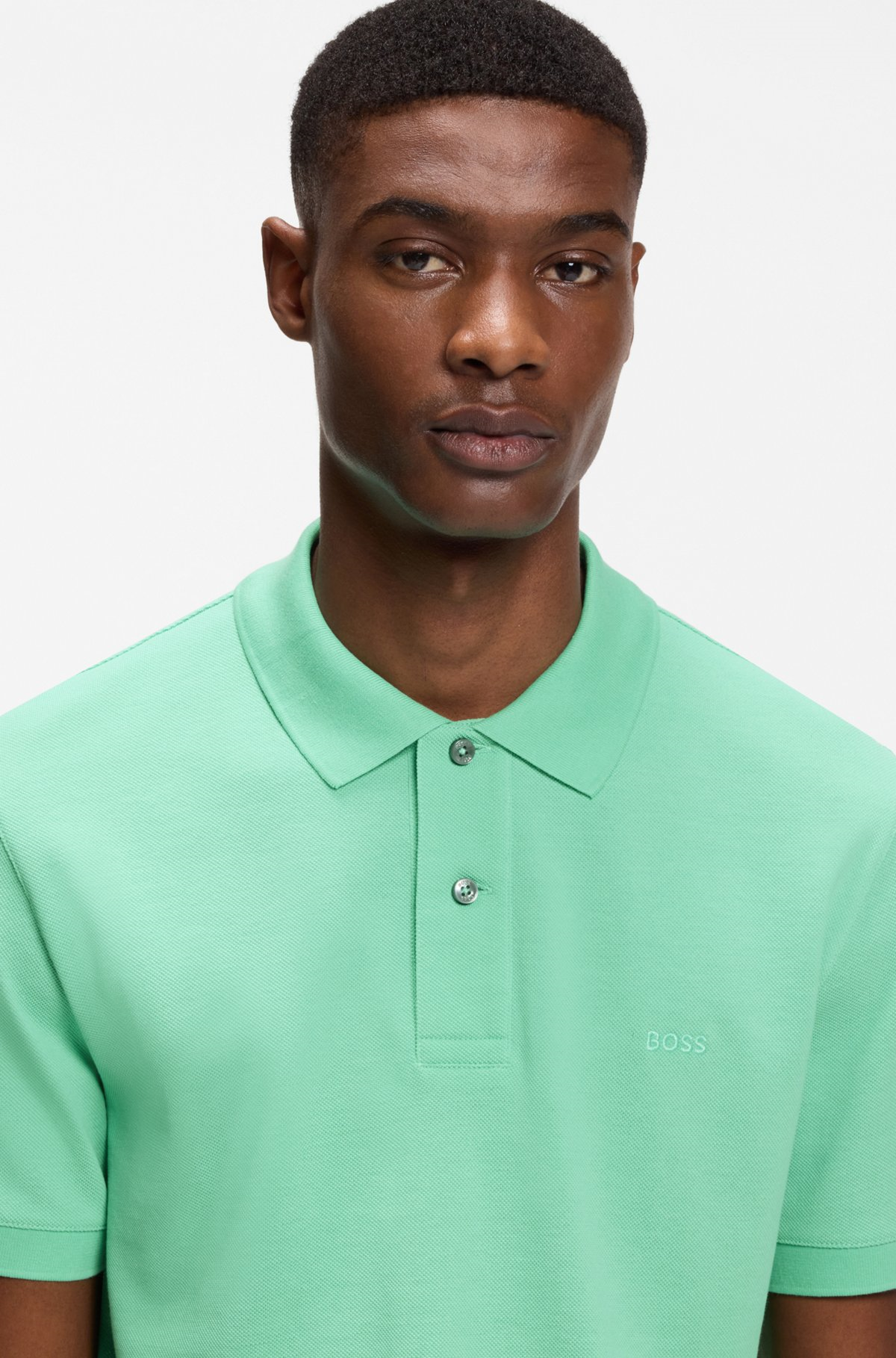 BOSS  BOSS Erkek Normal Kalıp Logo İşlemeli Kısa Kollu Turkuaz Polo Yaka T-Shirt 50553564-365