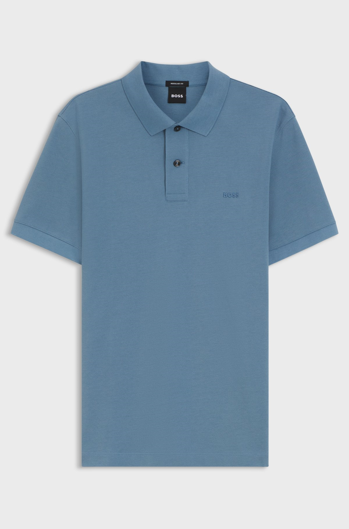 BOSS  BOSS Erkek Normal Kalıp Logo İşlemeli Kısa Kollu Mavi Polo Yaka T-Shirt 50553564-459