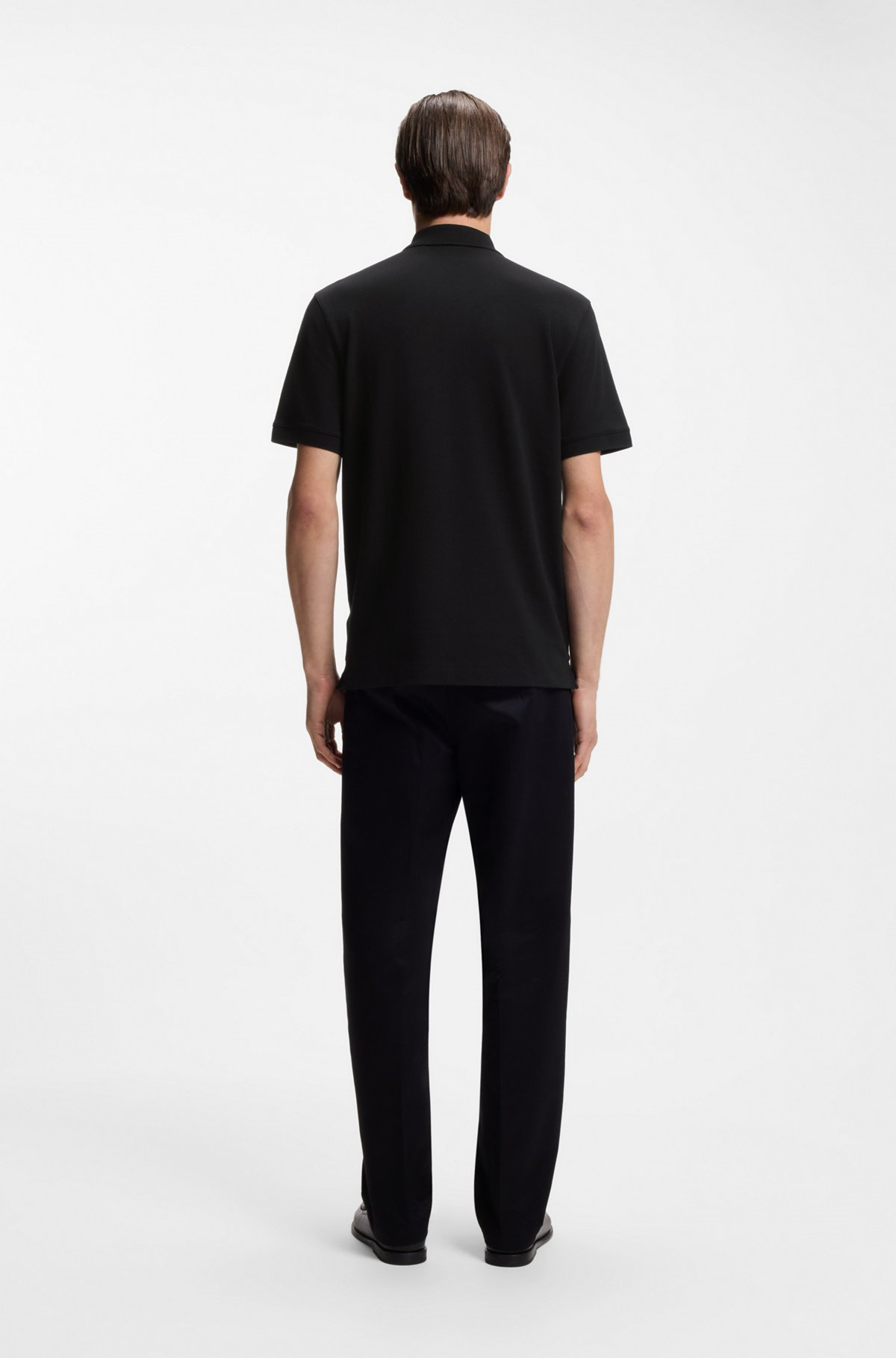 BOSS  BOSS Erkek Normal Kalıp Logo İşlemeli Kısa Kollu Siyah Polo Yaka T-Shirt 50553564-001