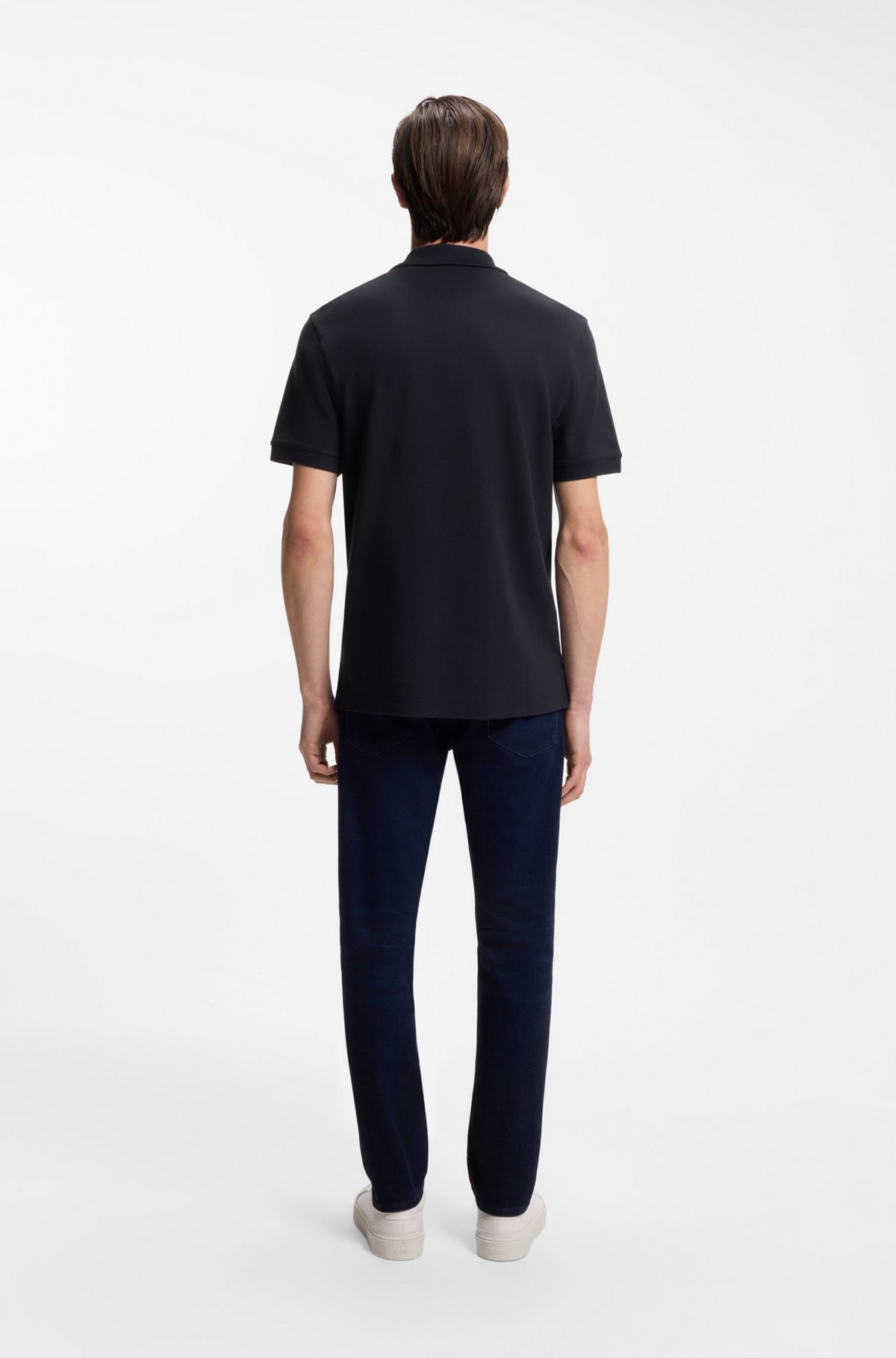 BOSS  BOSS Erkek Normal Kalıp Logo İşlemeli Kısa Kollu Lacivert Polo Yaka T-Shirt 50553564-404