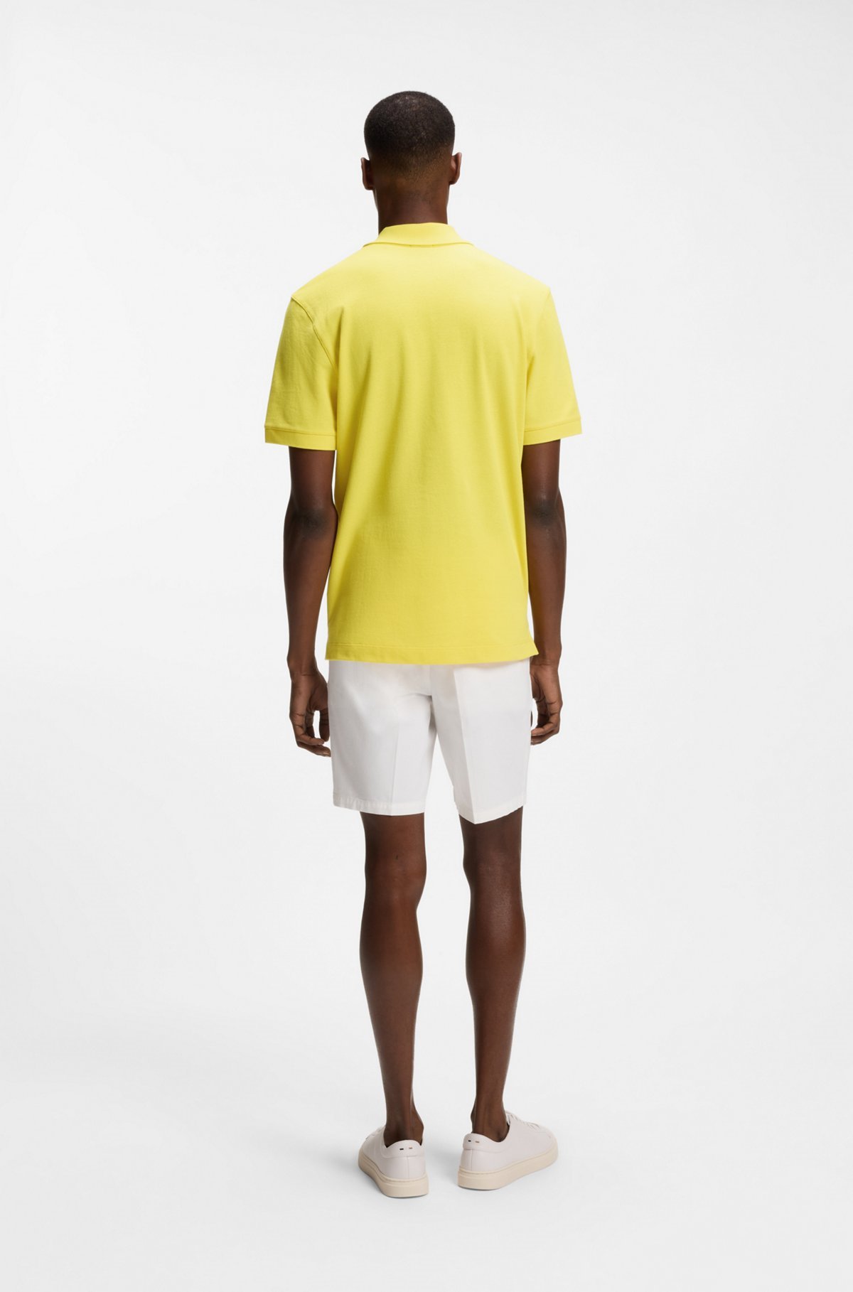 BOSS  BOSS Erkek Normal Kalıp Logo İşlemeli Kısa Kollu Sarı Polo Yaka T-Shirt 50553564-755