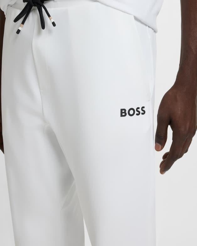 BOSS  BOSS Erkek Normal Kalıp Paçası Fermuarlı Çabuk Kuruyan Beyaz Pantolon 50542940-100