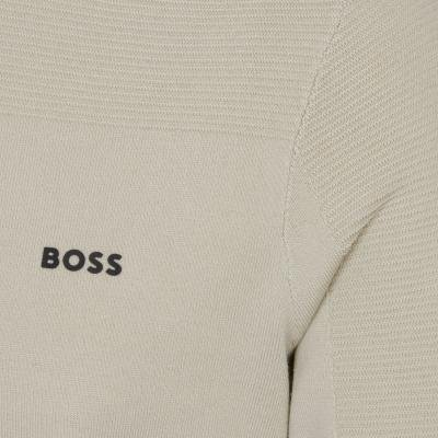 BOSS  BOSS Erkek Normal Kalıp Yuvarlak Yakalı Nefes Alabilen Yün İçerikli Uzun Kollu Bej Kazak 50547507-272