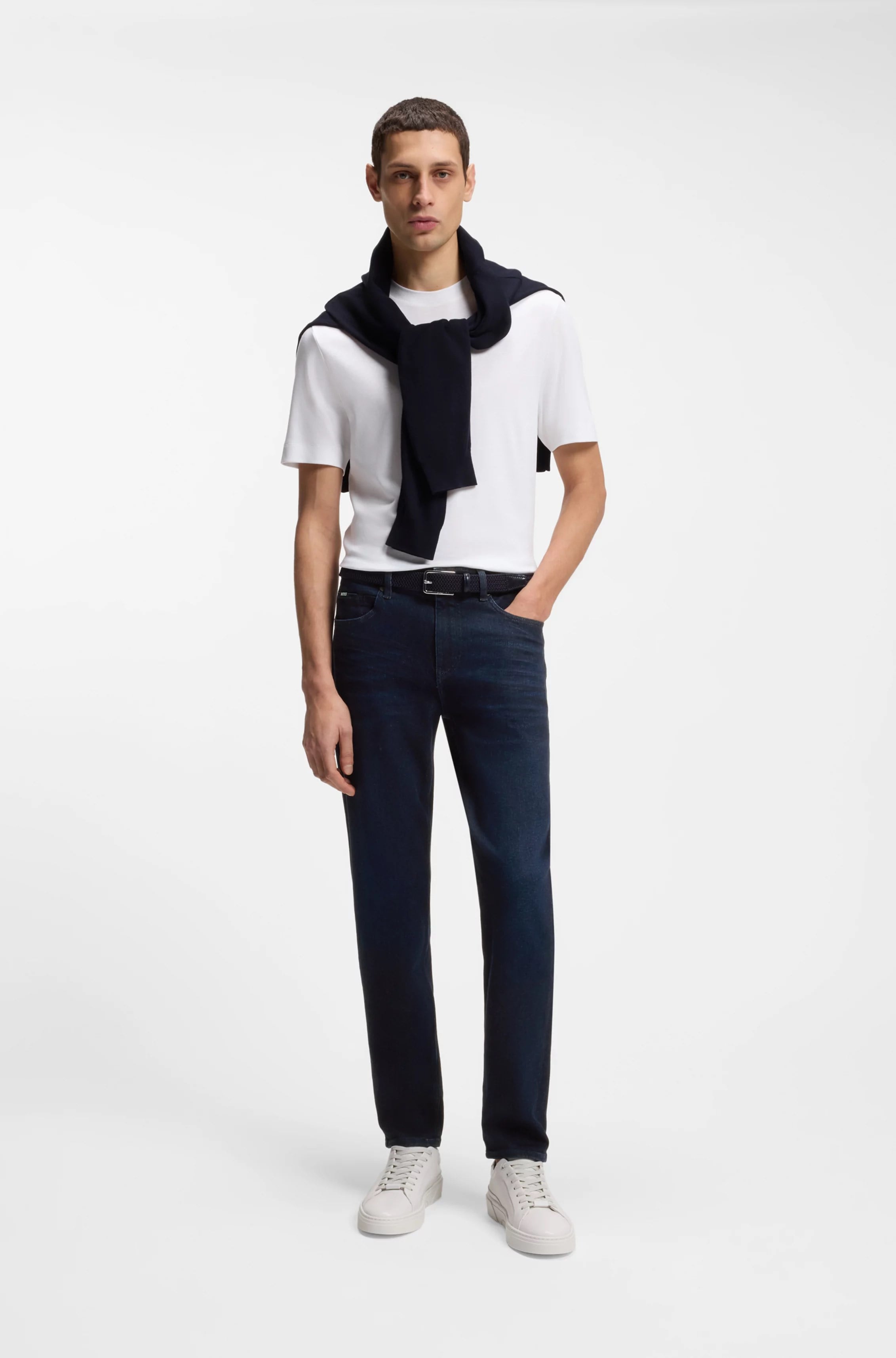 BOSS  BOSS Erkek Normal Kesim Düz Paça Pamuklu Esnek Denim Lacivert Jeans 50523240-415