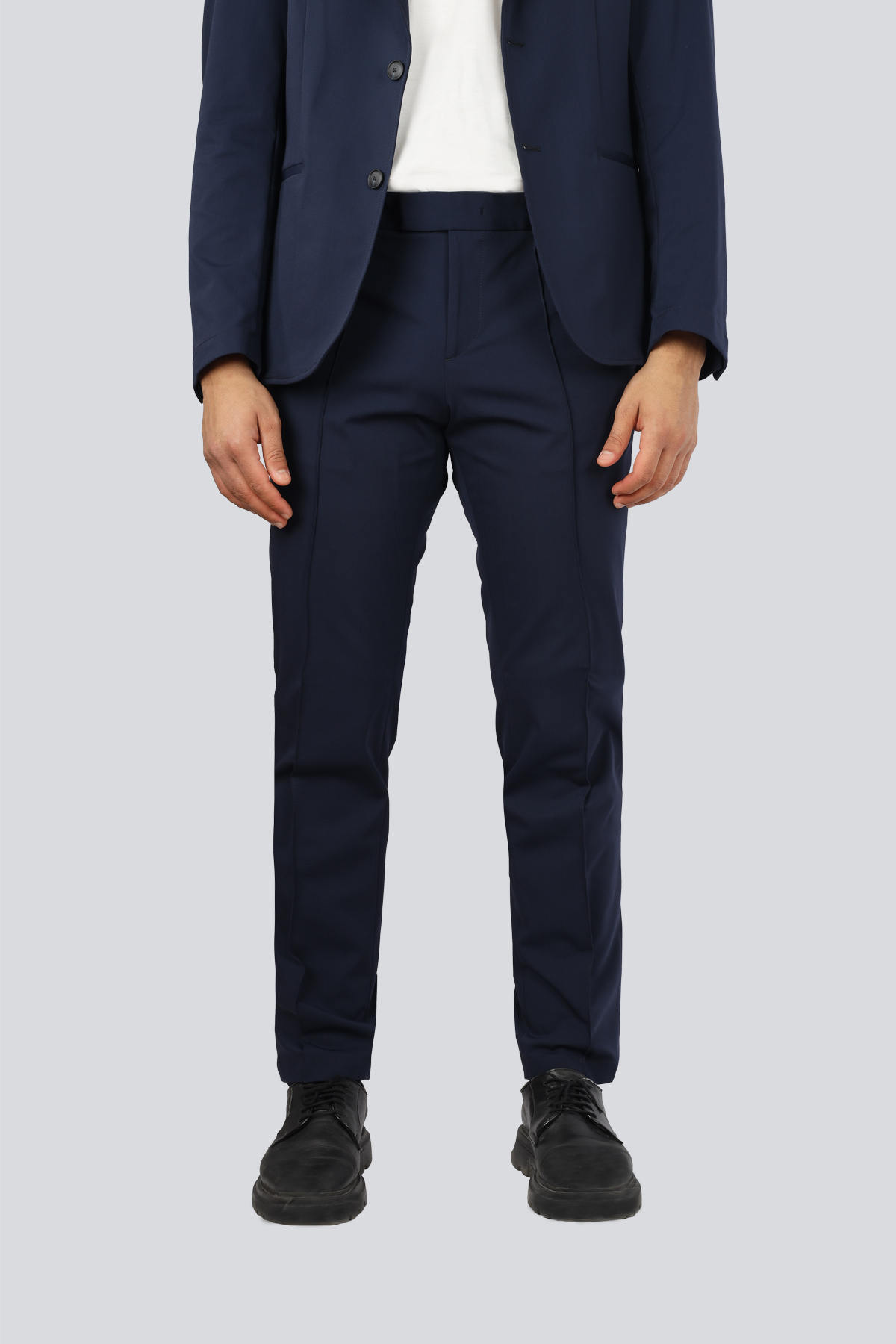 BOSS  BOSS Erkek Normal Kesim Düz Paça Çentikli Yaka Düğme Kapamalı 404 Alt-Üst Takım 50557248-404