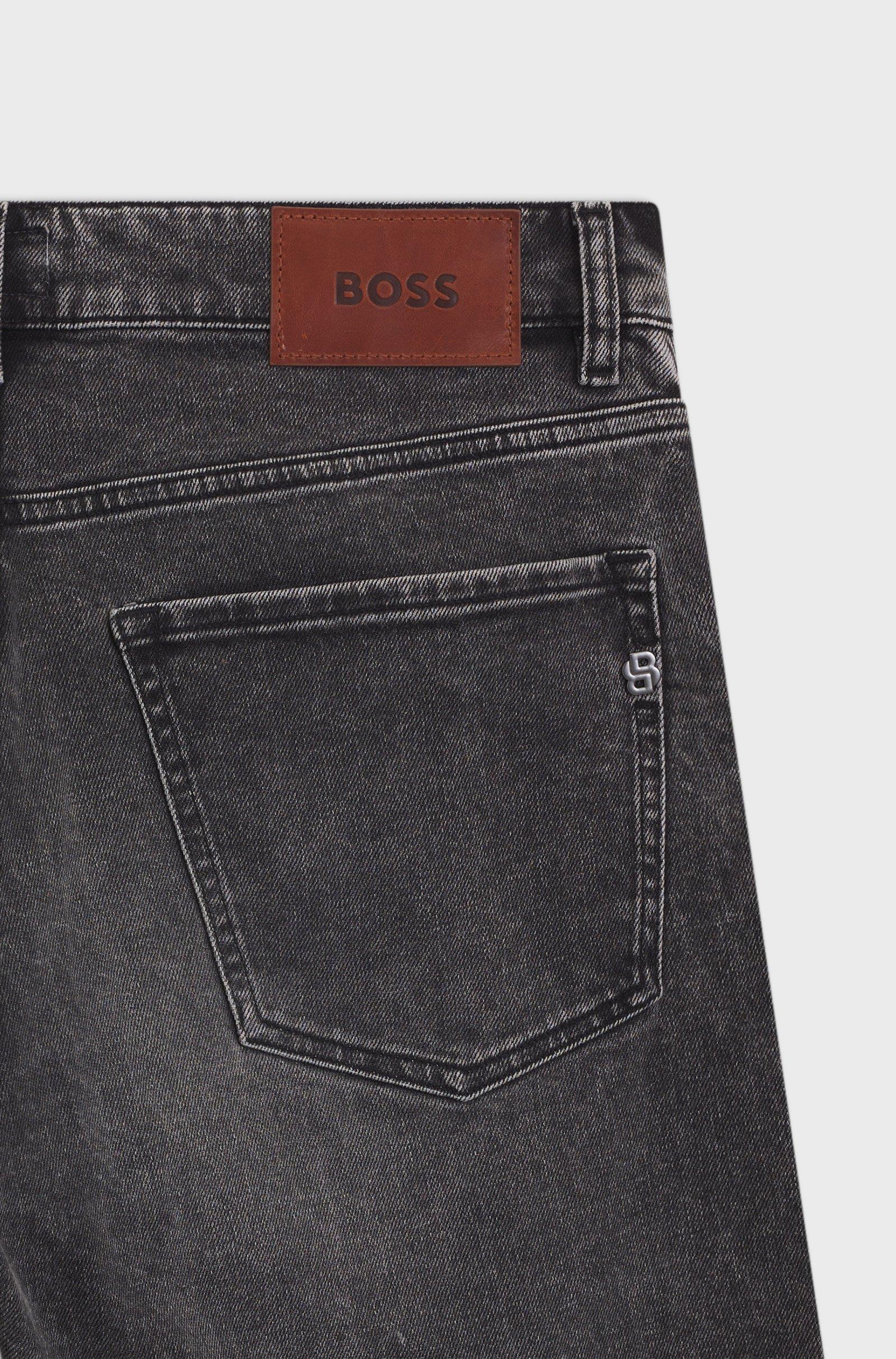 BOSS  BOSS Erkek Normal Kesim Eskitme Desenli Pamuklu Esnek Denim Gri Jeans 50549809-009