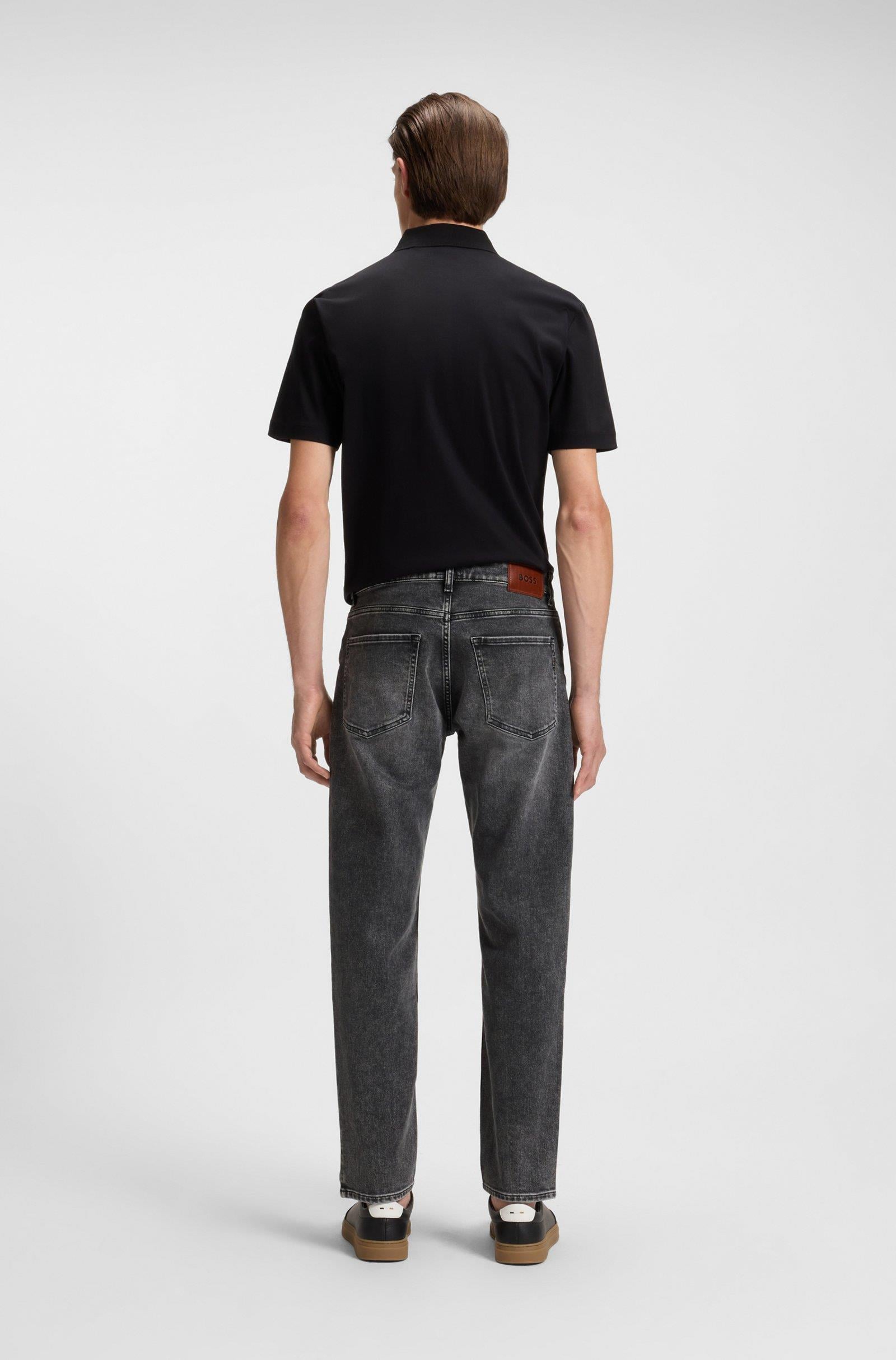 BOSS  BOSS Erkek Normal Kesim Eskitme Desenli Pamuklu Esnek Denim Gri Jeans 50549809-009