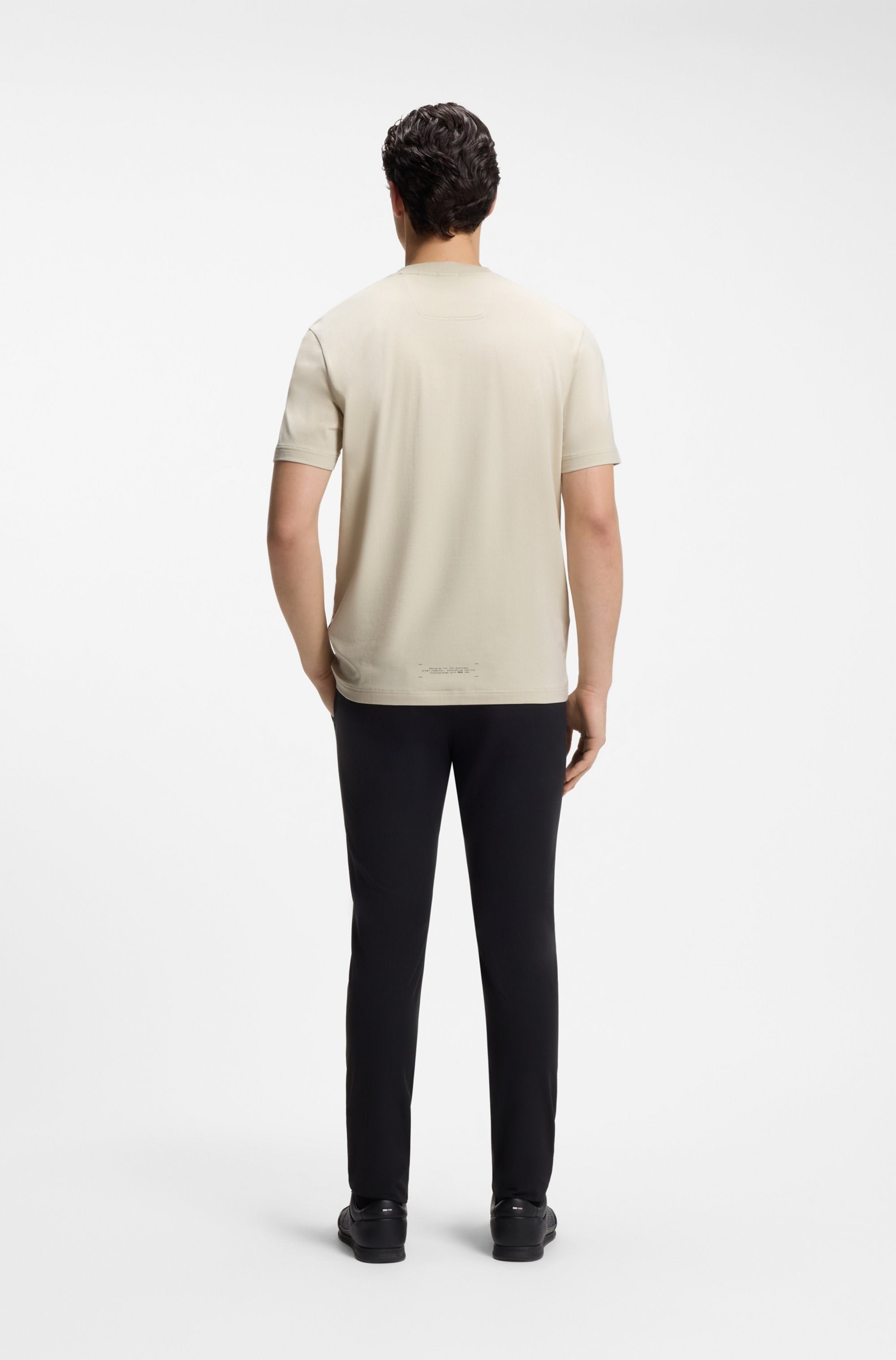 BOSS  BOSS Erkek Normal Kesim Esnek Pamuk Karışımlı Dokuma Kumaş Kısa Kollu Bej T-Shirt 50564108-272