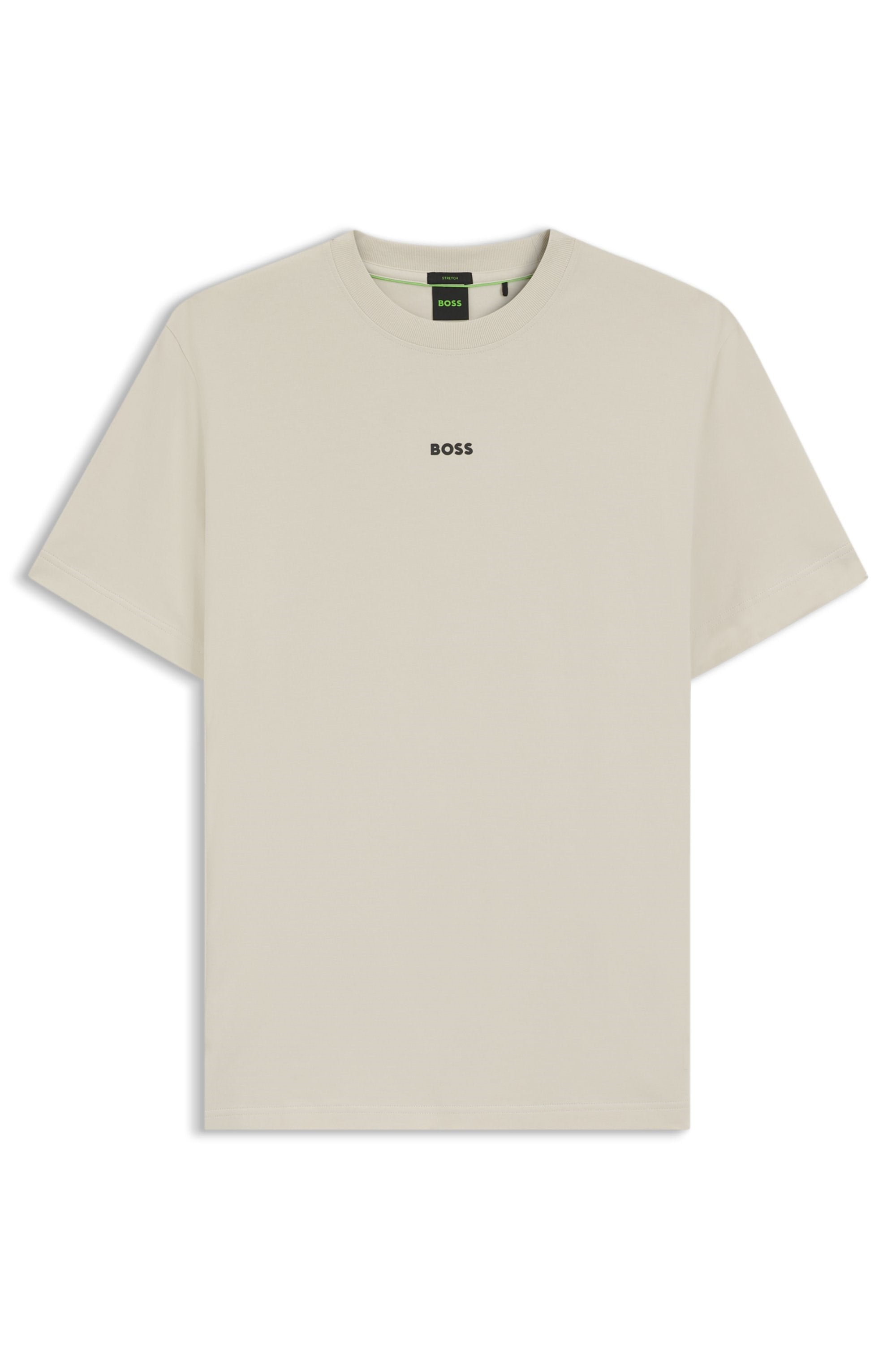 BOSS  BOSS Erkek Normal Kesim Esnek Pamuk Karışımlı Dokuma Kumaş Kısa Kollu Bej T-Shirt 50564108-272