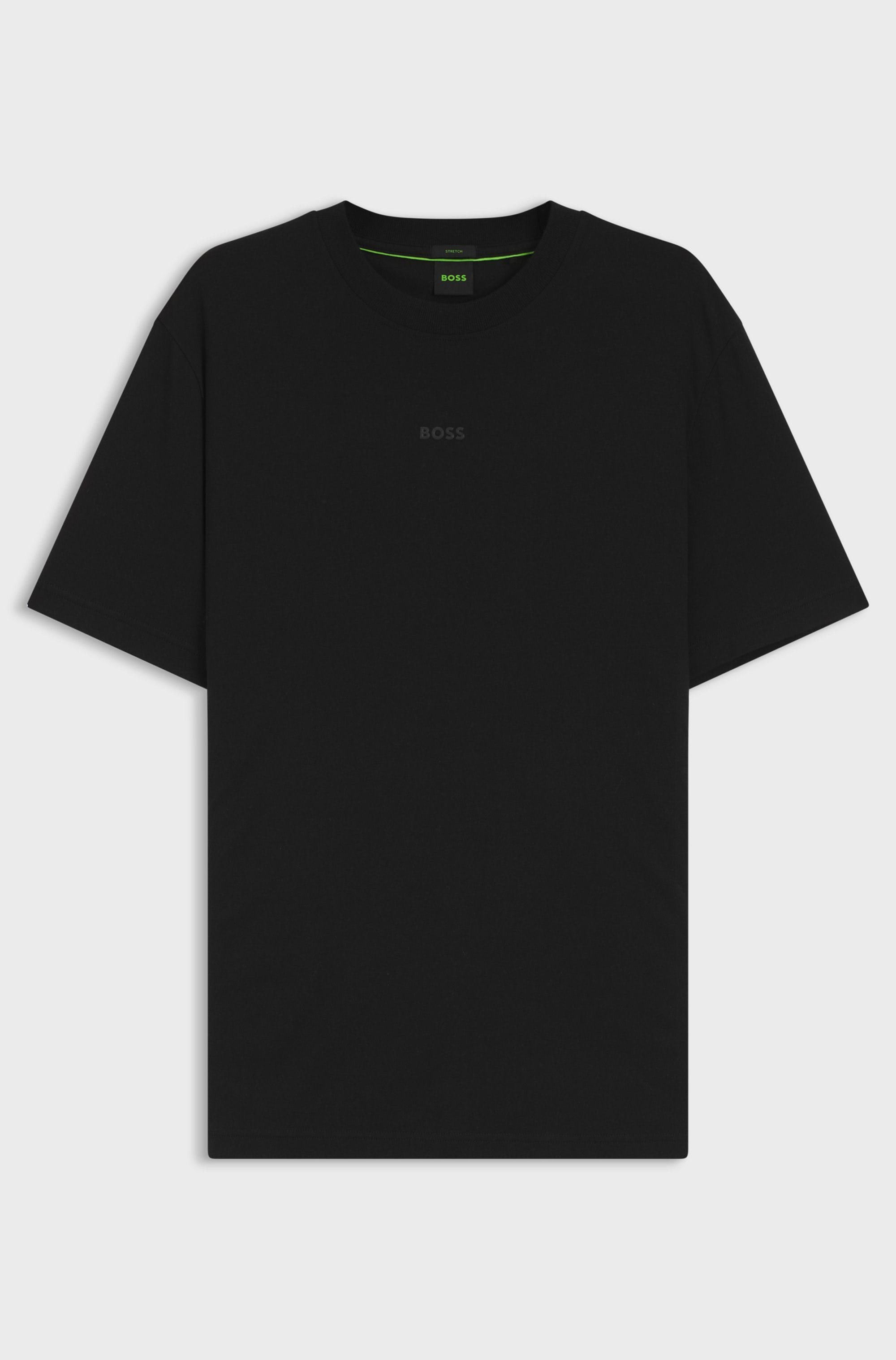 BOSS  BOSS Erkek Normal Kesim Esnek Pamuk Karışımlı Dokuma Kumaş Kısa Kollu Siyah T-Shirt 50564108-001