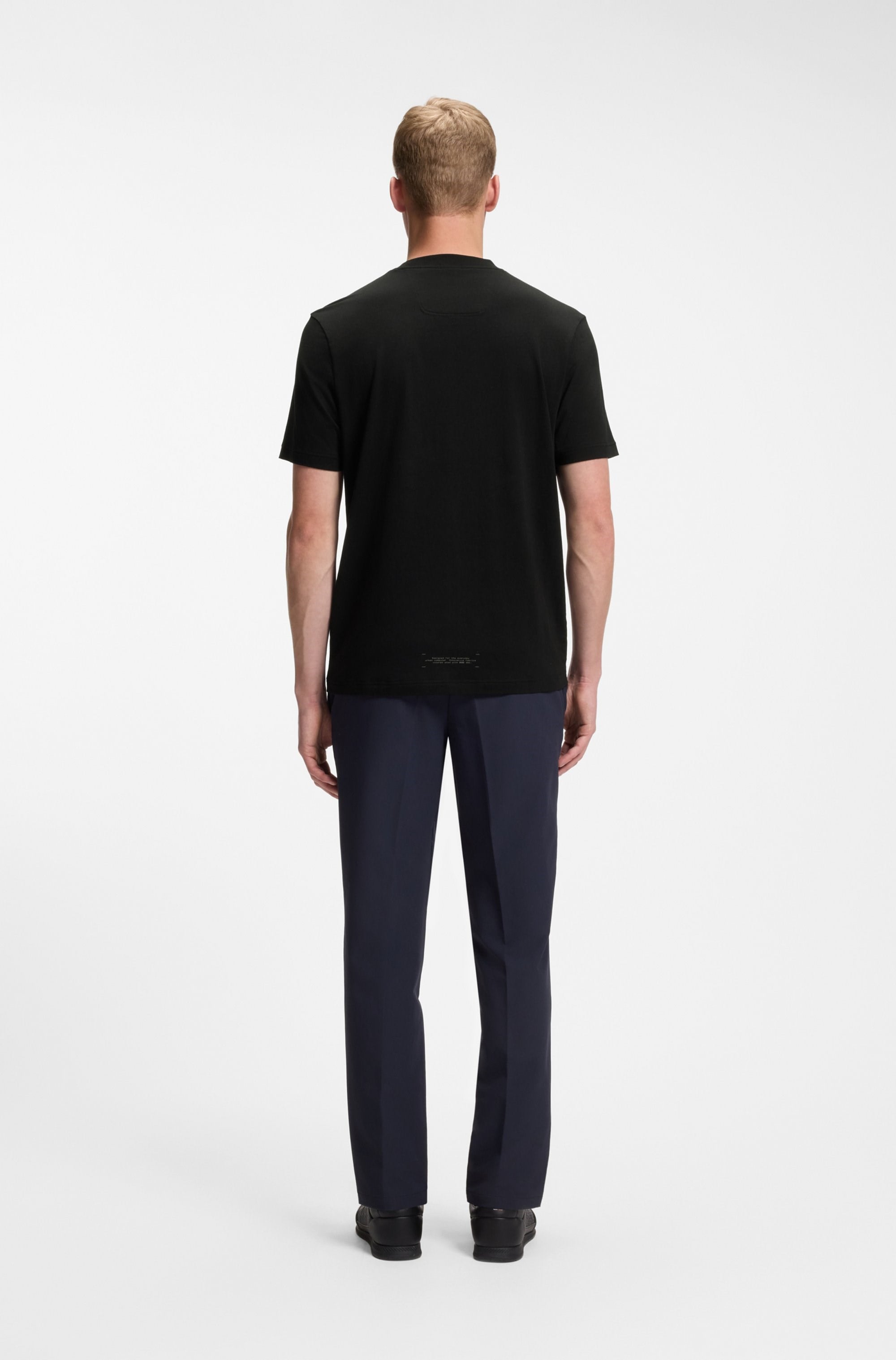 BOSS  BOSS Erkek Normal Kesim Esnek Pamuk Karışımlı Dokuma Kumaş Kısa Kollu Siyah T-Shirt 50564108-001