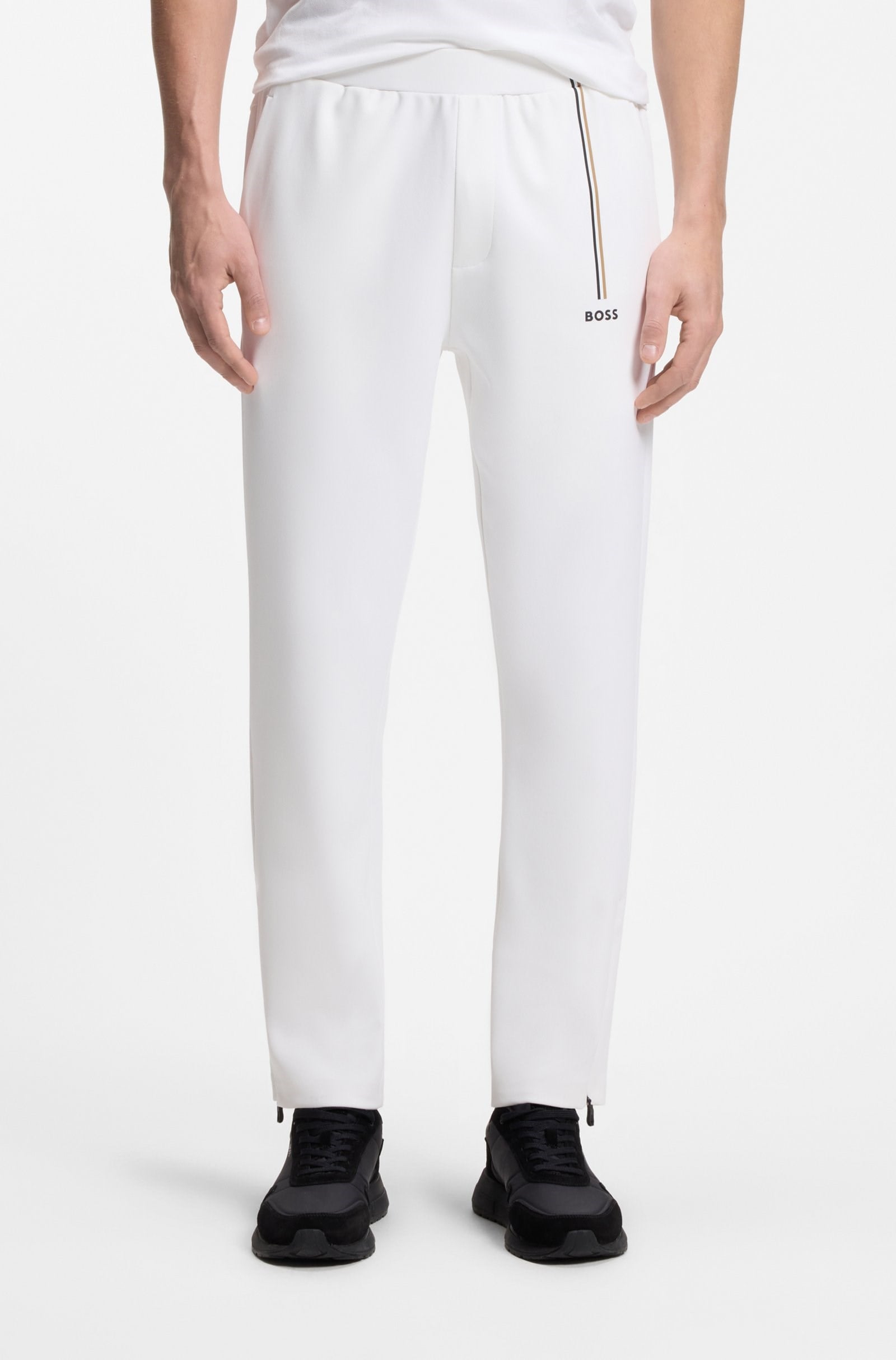 BOSS  BOSS Erkek Normal Kesim Isı Düzenleyici Esnek Gabardin Kumaşlı Beyaz Eşofman Altı 50563330-100