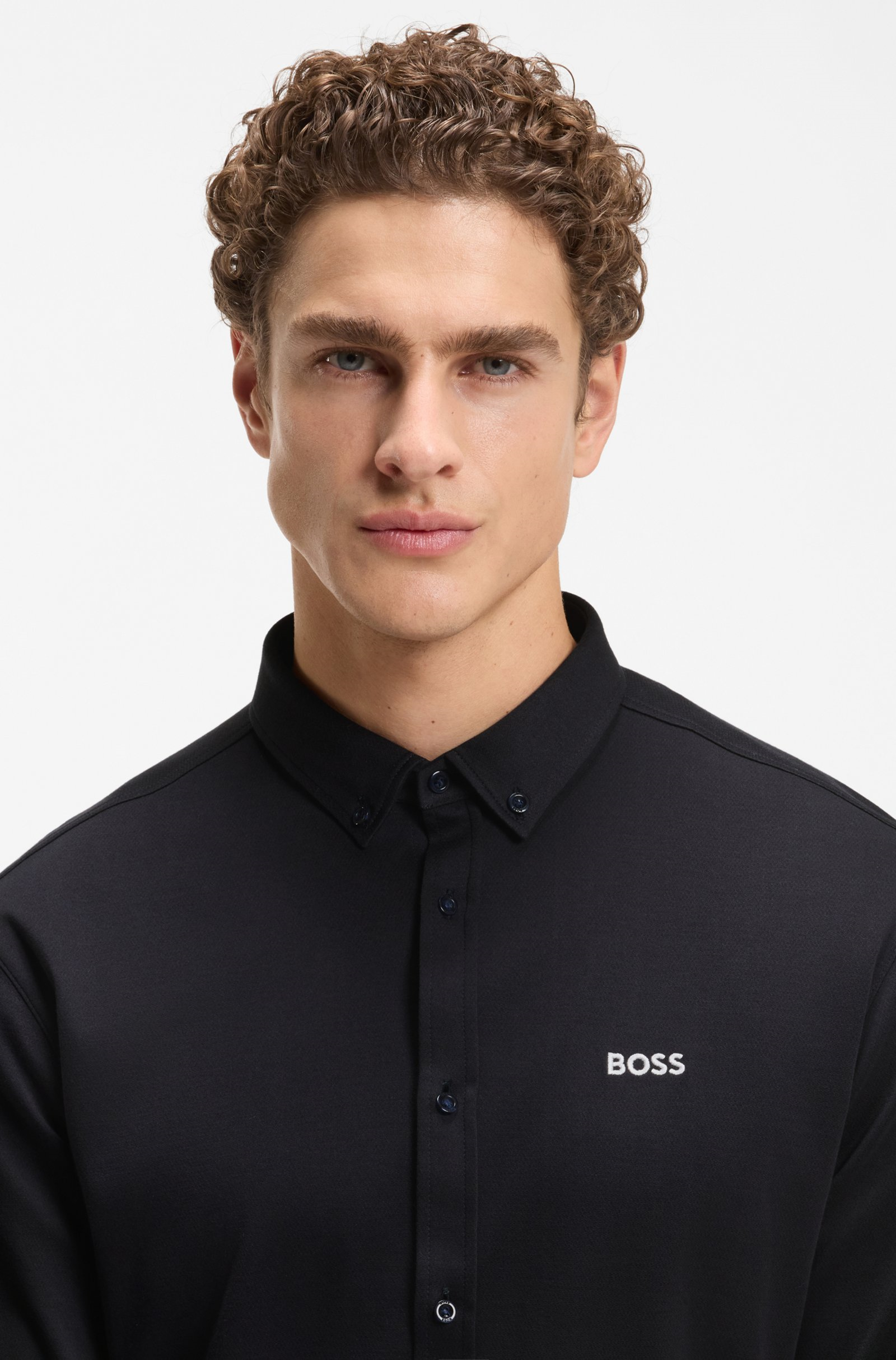 BOSS  BOSS Erkek Normal Kesim Kırışımaya Dayanıklı Esnek Pamuklu Kumaş Uzun Kollu Lacivert Gömlek 50555946-402