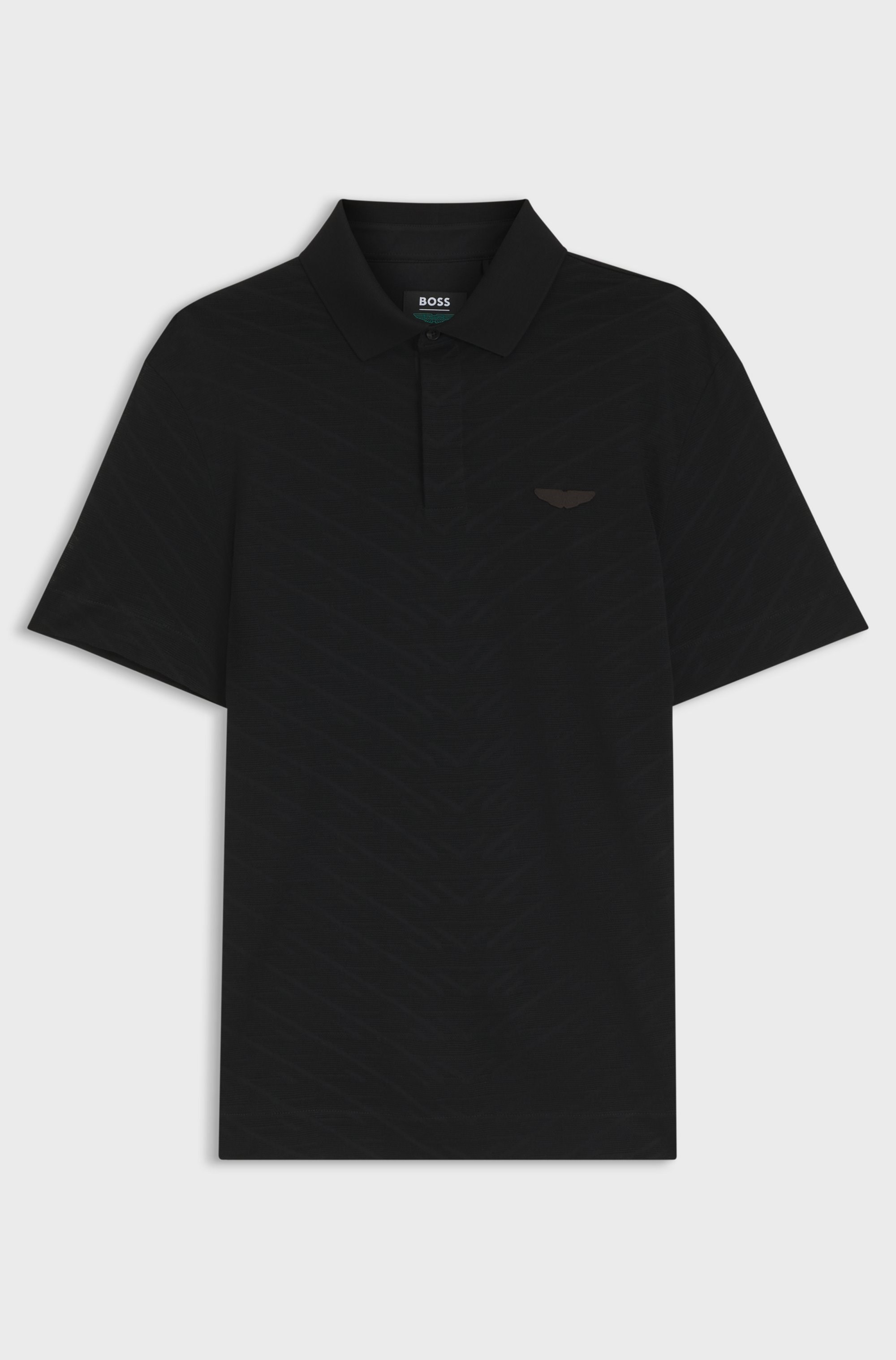 BOSS  BOSS Erkek Normal Kesim Logo Etiketli Pamuklu Jakarlı Kısa Kollu Siyah Polo Yaka T-Shirt 50565174-001