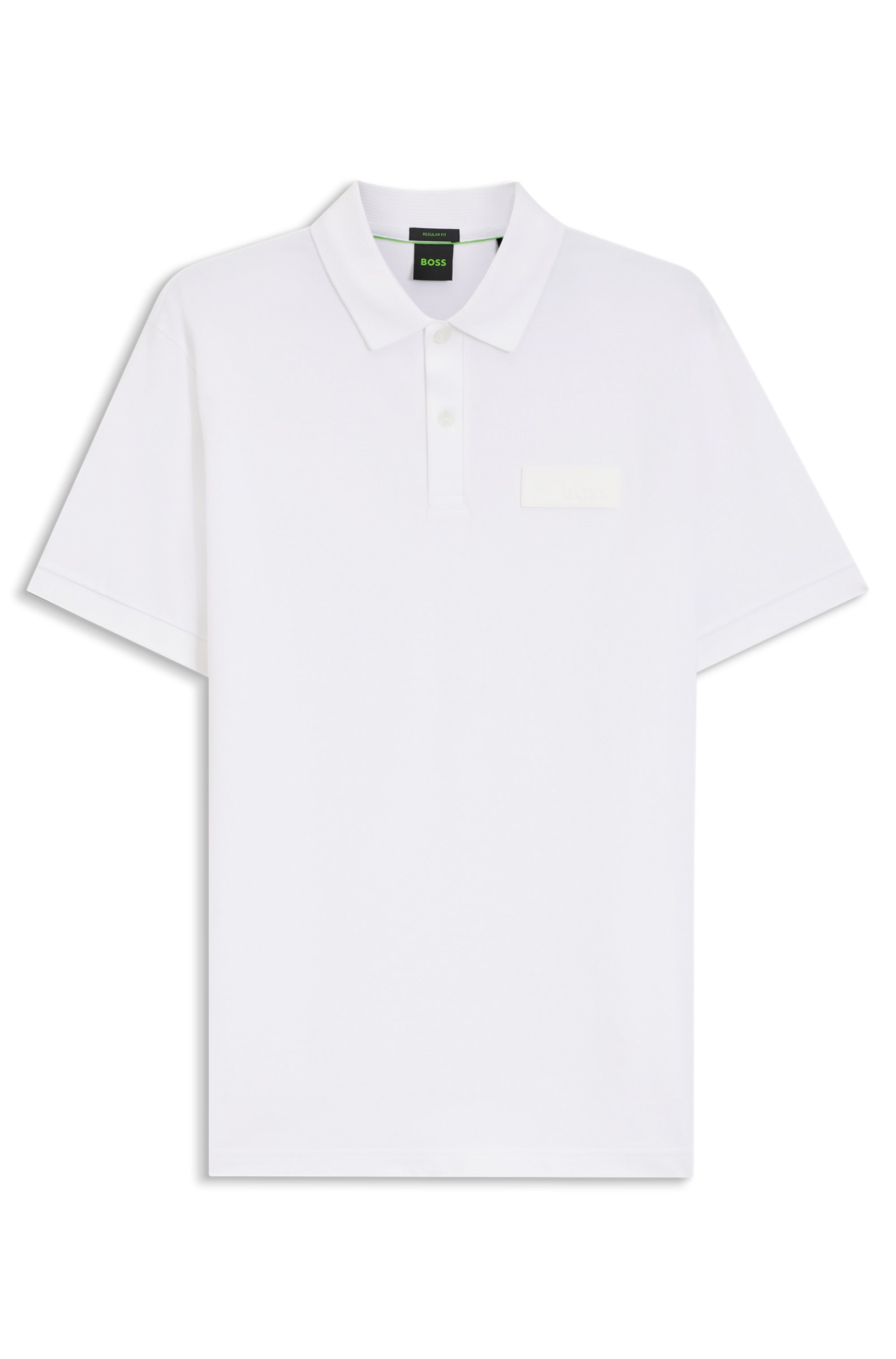 BOSS  BOSS Erkek Normal Kesim Logo Etiketli Nefes Alabilen Pamuklu Pike Kumaş Kısa Kollu Beyaz Polo Yaka T-Shirt 50565163-100