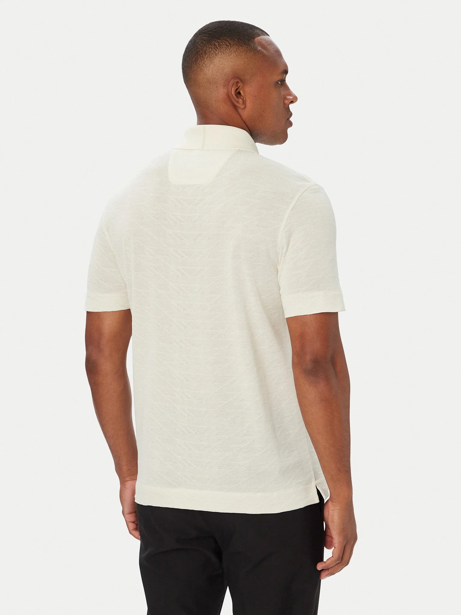 BOSS  BOSS Erkek Normal Kesim Logo Etiketli Pamuklu Jakarlı Kısa Kollu Ekru Polo Yaka T-Shirt 50565174-118