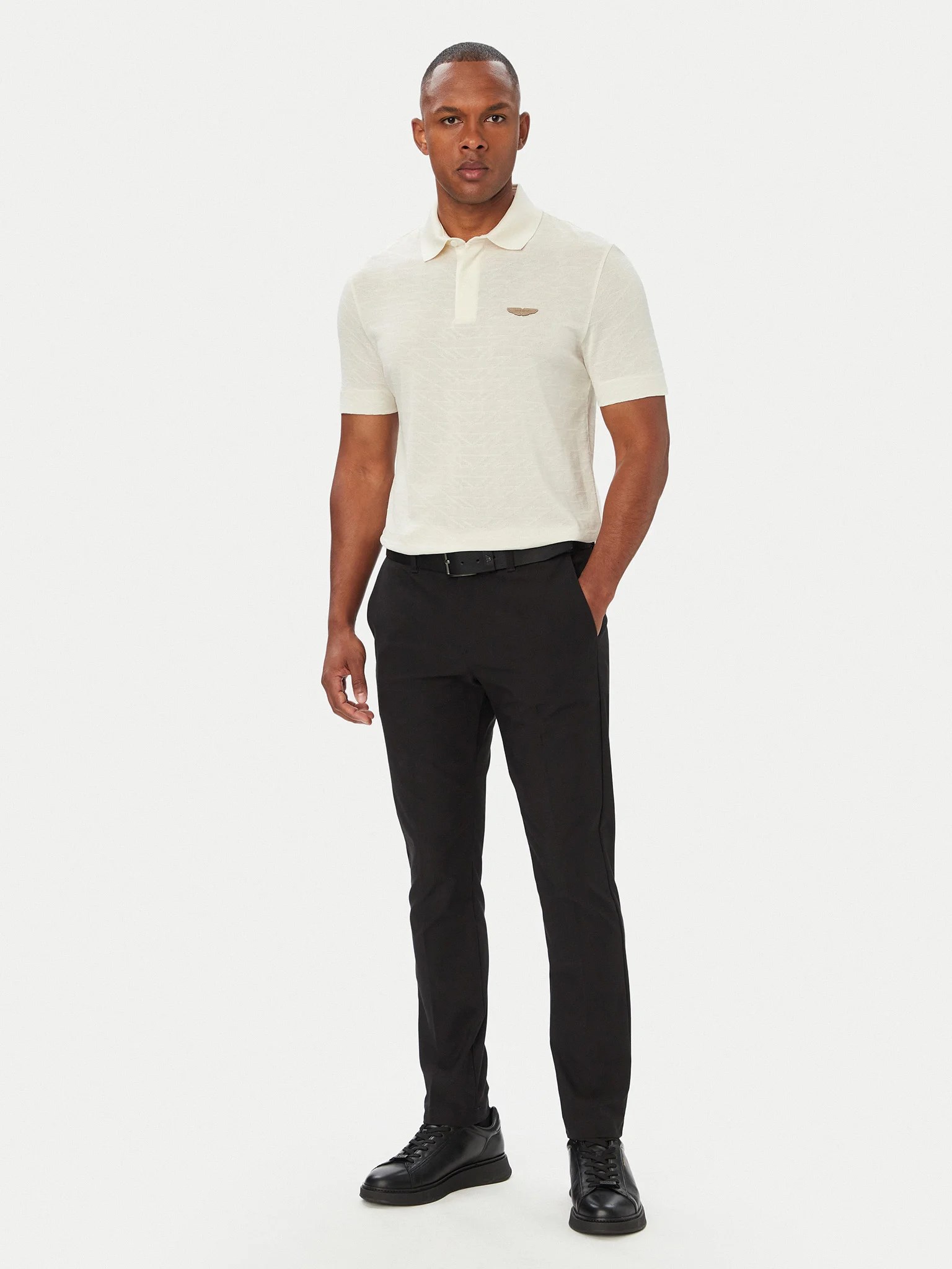 BOSS  BOSS Erkek Normal Kesim Logo Etiketli Pamuklu Jakarlı Kısa Kollu Ekru Polo Yaka T-Shirt 50565174-118