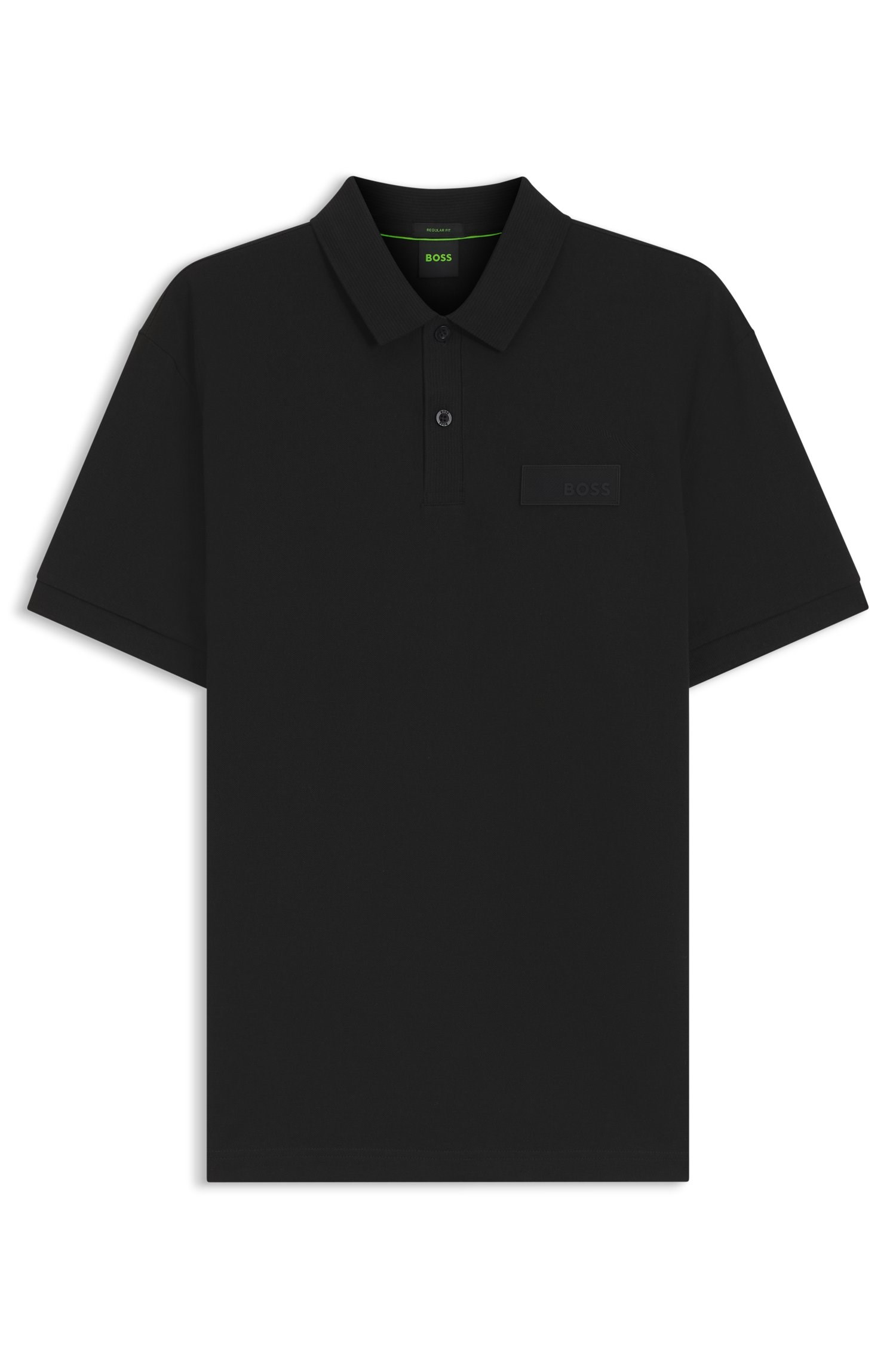 BOSS  BOSS Erkek Normal Kesim Logo Etiketli Nefes Alabilen Pamuklu Pike Kumaş Kısa Kollu Siyah Polo Yaka T-Shirt 50565163-001